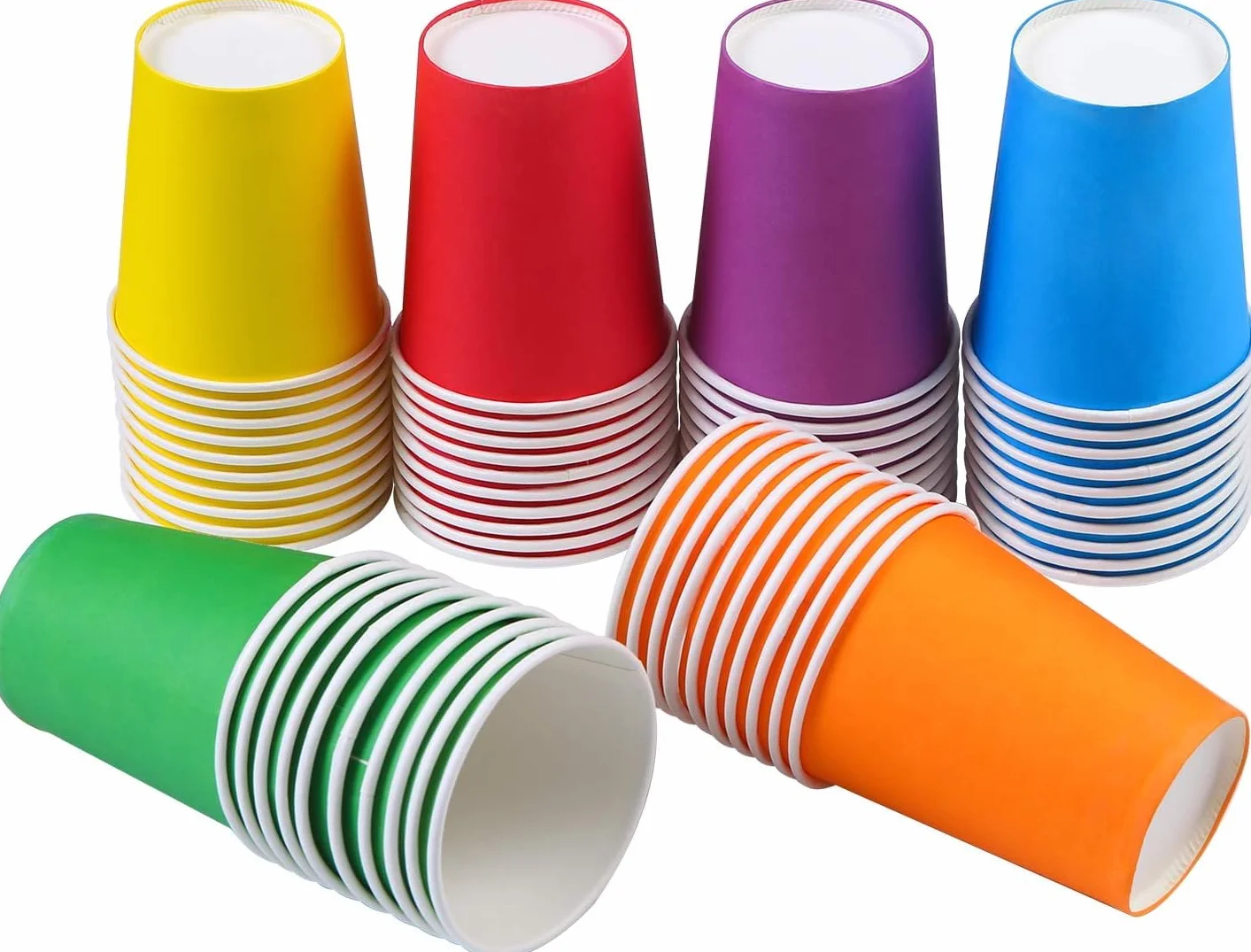 PIQIUQIU 6 kolorów 60 sztuk kubków papierowych, 250 ml wielokolorowe kubki imprezowe, biodegradowalne, jednorazowe kubki na wesele, dla dzieci, DIY, artykuły imprezowe