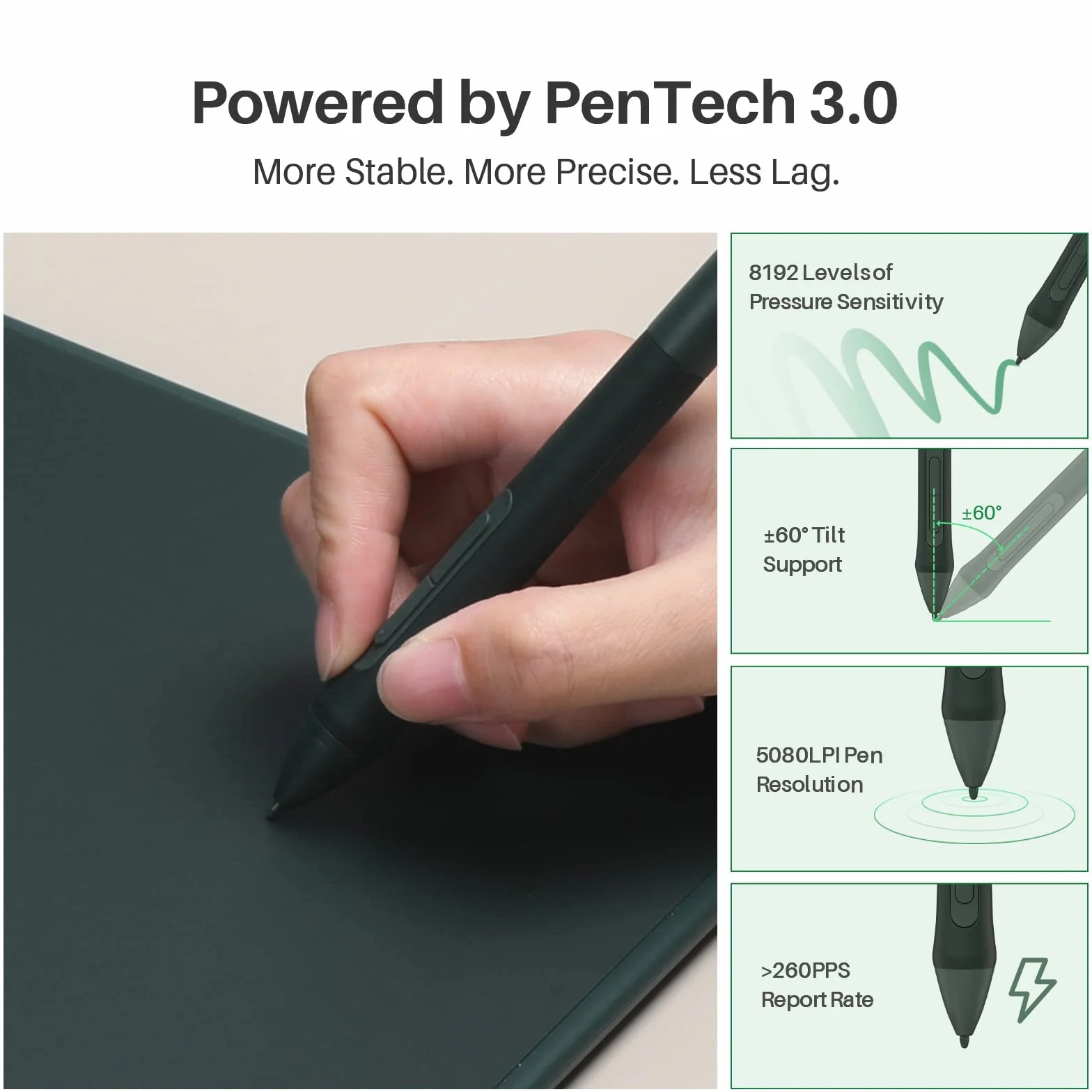 HUION Inspiroy Tablet graficzny 2 m, nowy cyfrowy długopis PW110, 8 konfigurowalnych klawiszy skrótów, łatwy w użyciu przewijacz, idealny do rysowania, nauki i pracy w domu, zielony