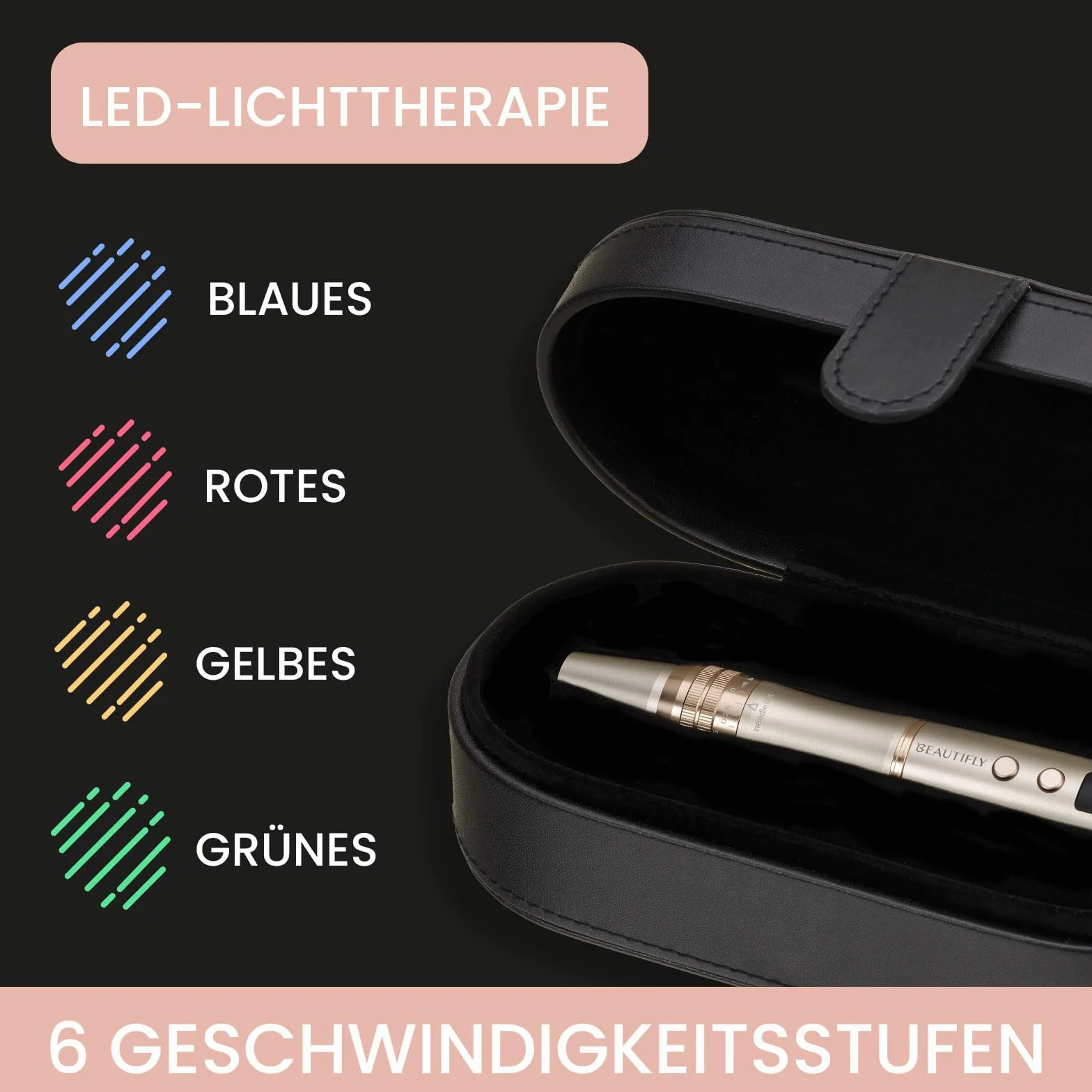 Beautifly Meso Intense Golden Microneedling Pen, mezoterapia, urządzenie do masażu twarzy, przeciwzmarszczkowe, dermapen, derma roller, urządzenie do masażu, przeciw starzeniu się, masaż, masaż twarzy