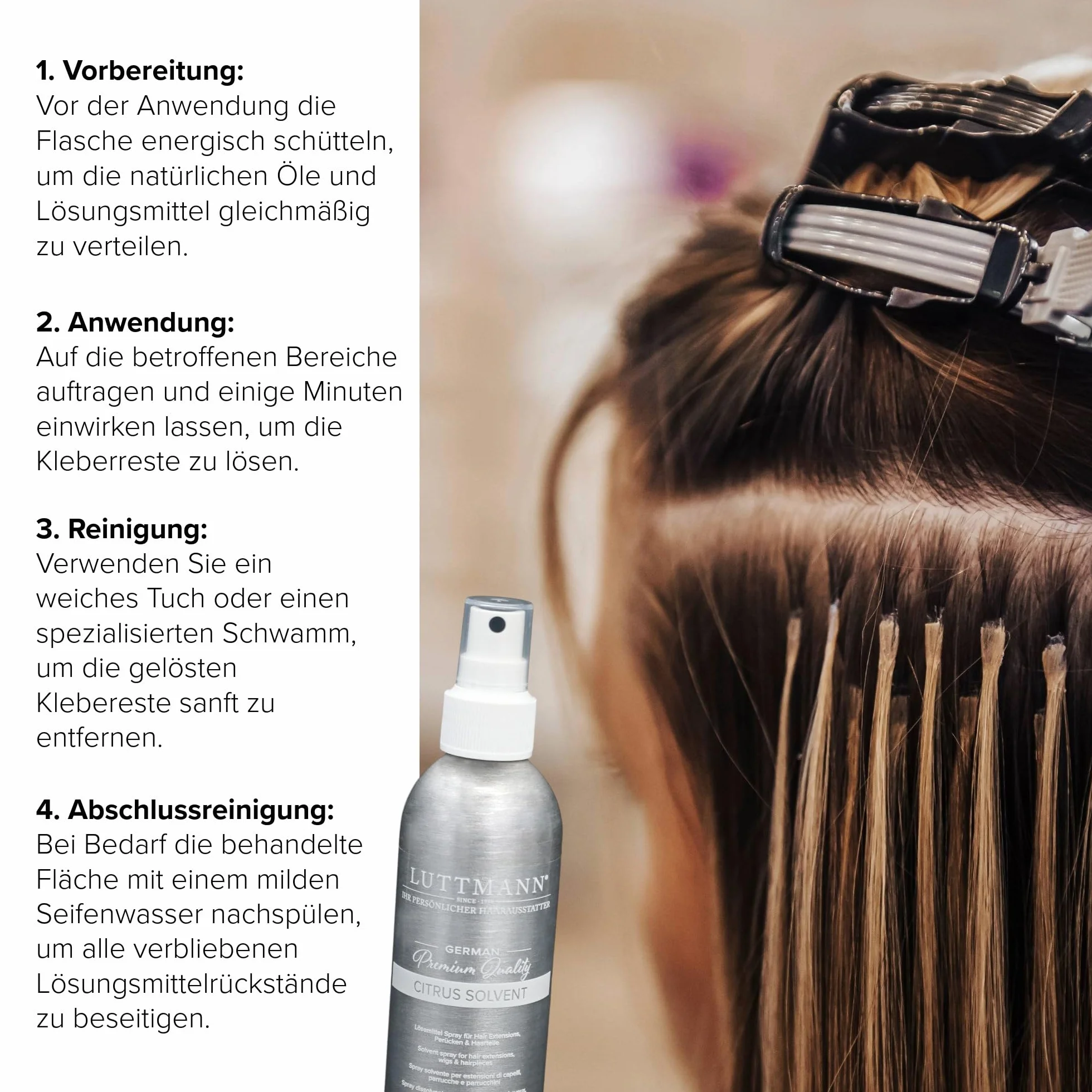 Citrus Solvent Remover 200 ml – środek czyszczący, rozpuszczalnik do przedłużania włosów, peruki i treski – Made in Germany i testowany dermatologicznie