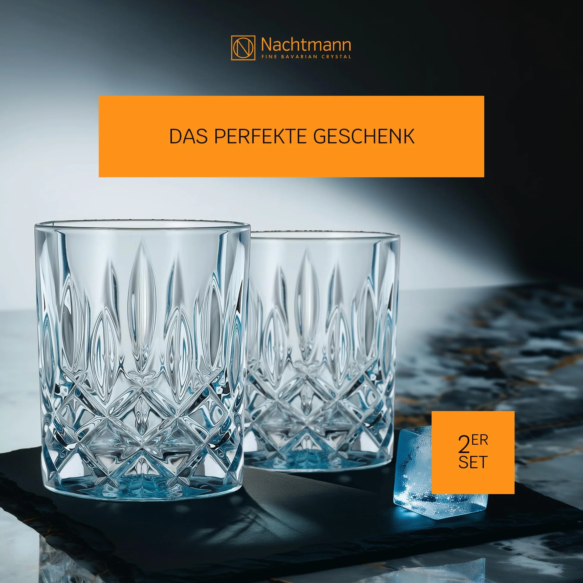 Spiegelau & Nachtmann 2-częściowy zestaw szklanek do whisky, niebieskie szklanki do whisky, szkło kryształowe, 295 ml, Aqua, Noblesse Fresh, 104239, przezroczyste, niebieskie
