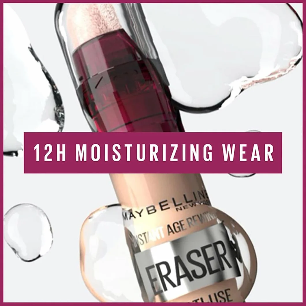 Maybelline New York Instant Anti Age Eraser multifunkcyjny korektor do twarzy z gąbeczką, maskuje zaczerwienienia, cienie i zmarszczki, 01 Light - jasny beż, 6,8 ml