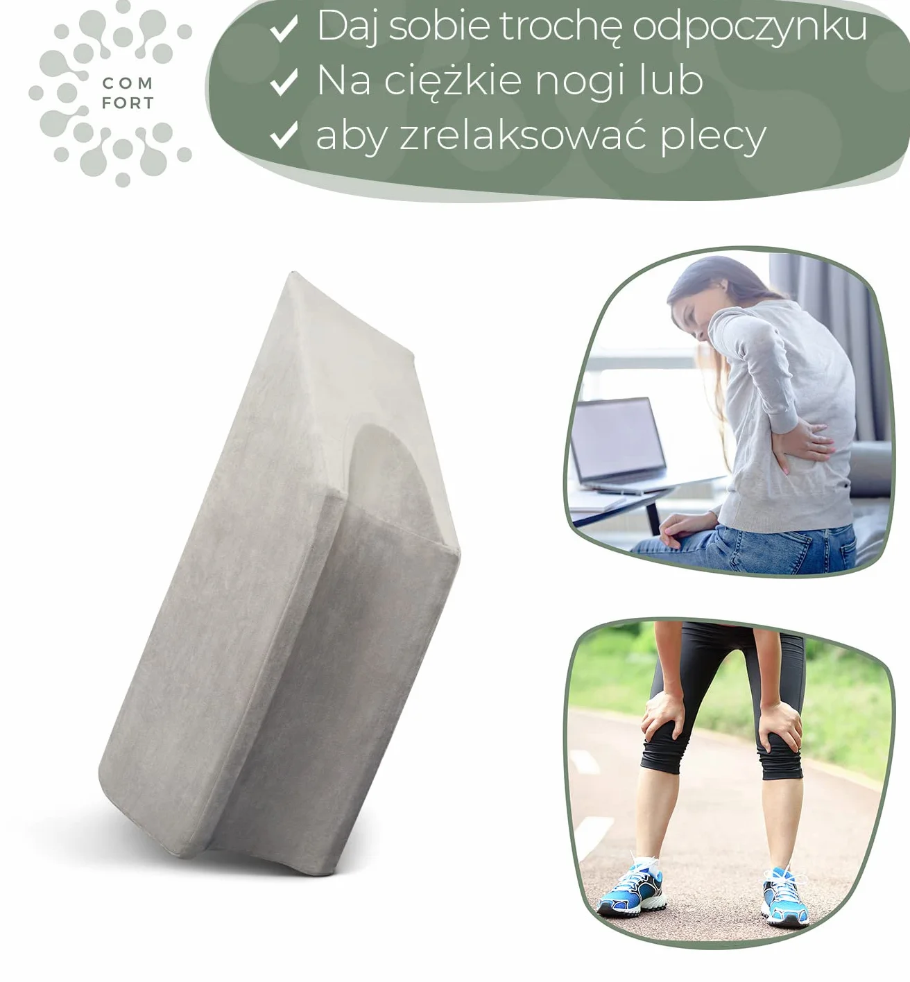 WELL B4 Ergonomiczna poduszka na żyły do unoszenia nóg klinowa