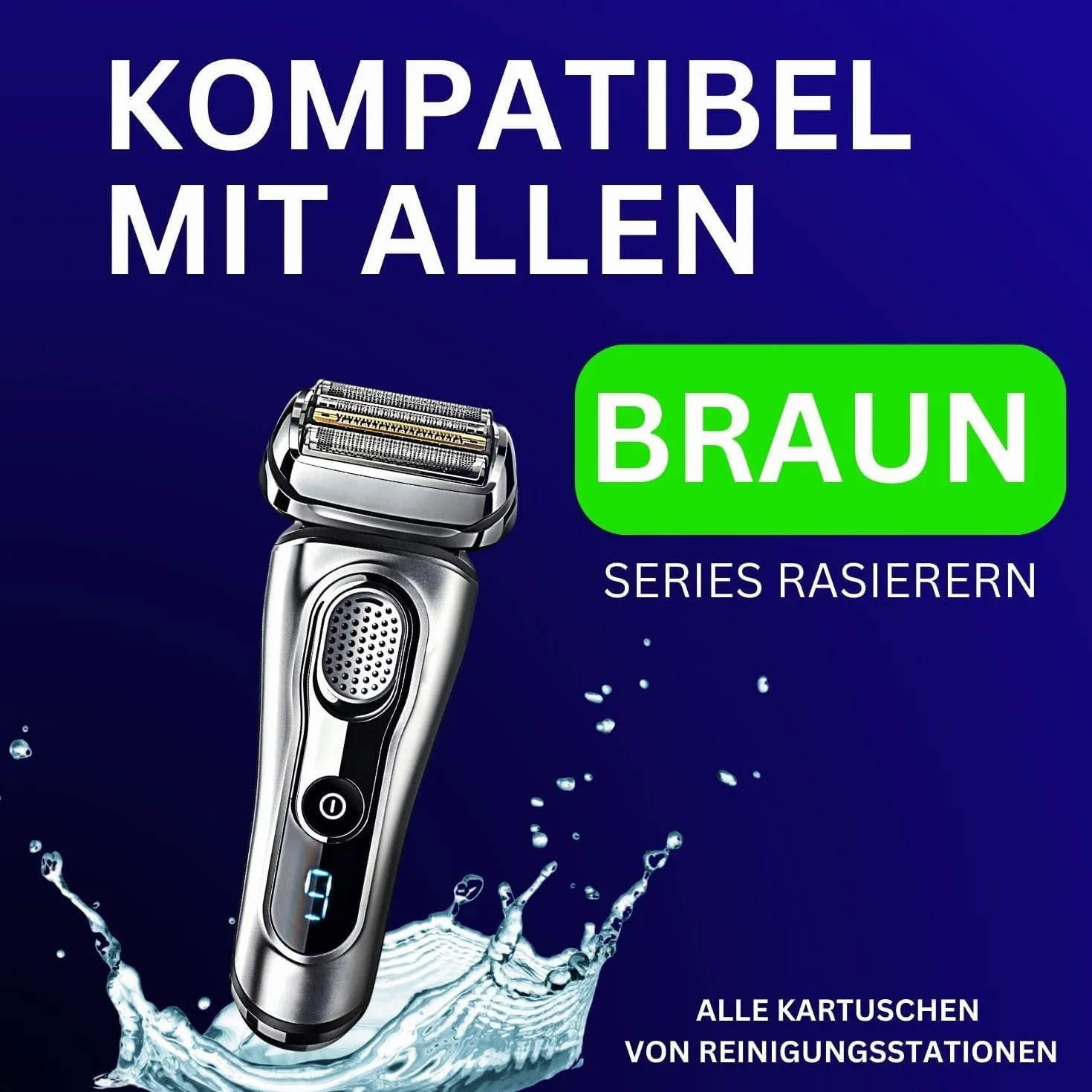 środek czyszczący do głowic - Kompatybilny z wkładami Braun Clean & Renew - Wkłady czyszczące Braun Series 9 - Środek czyszczący do głowic Braun - 1L