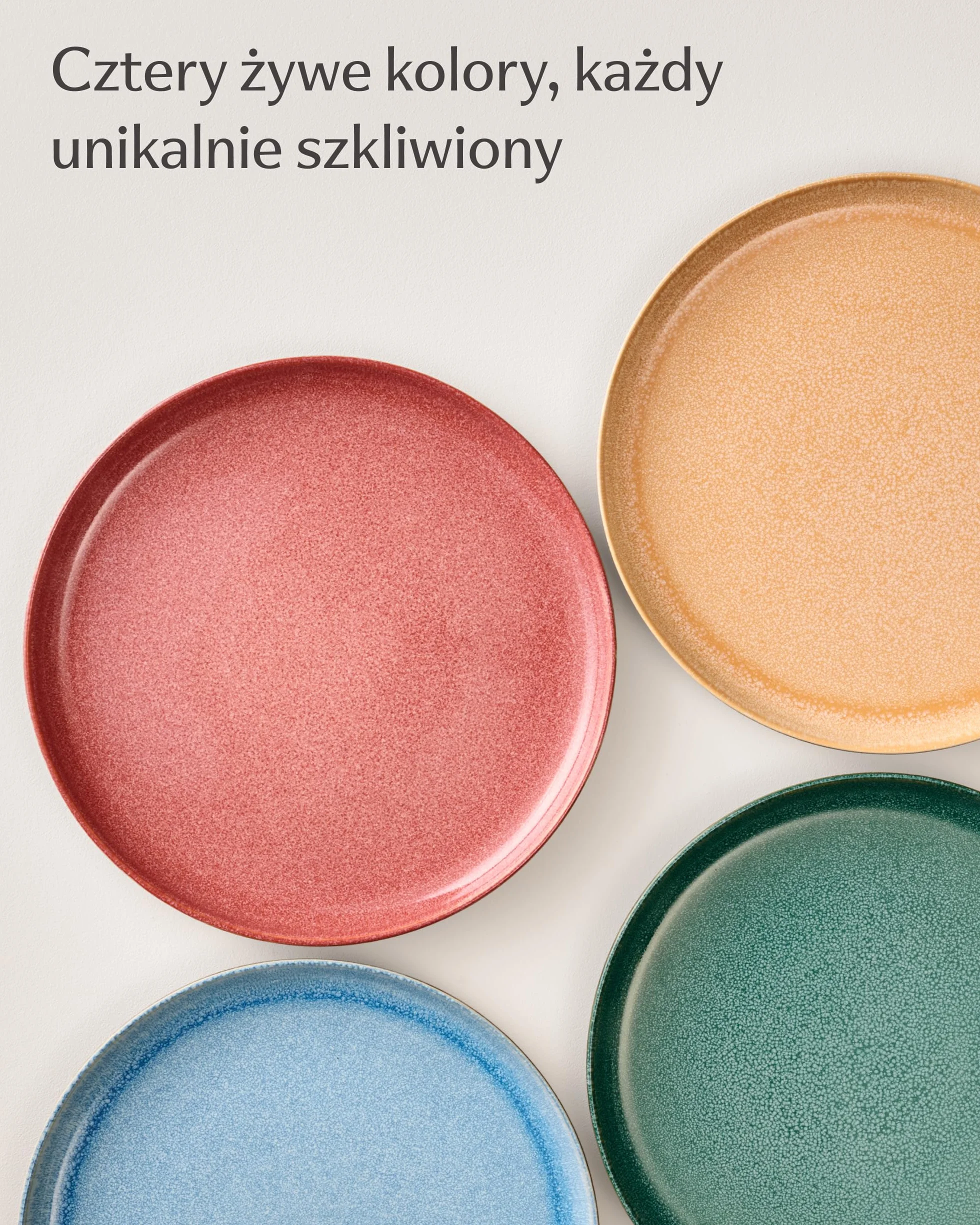 Zestaw 4 Talerzy Obiadowych z Kamionki Ø26,7 cm Ręcznie Wykonane Reaktywne Emaliowanie Żywe Kolory Odpowiednie do Kuchenki Mikrofalowej i Zmywarki