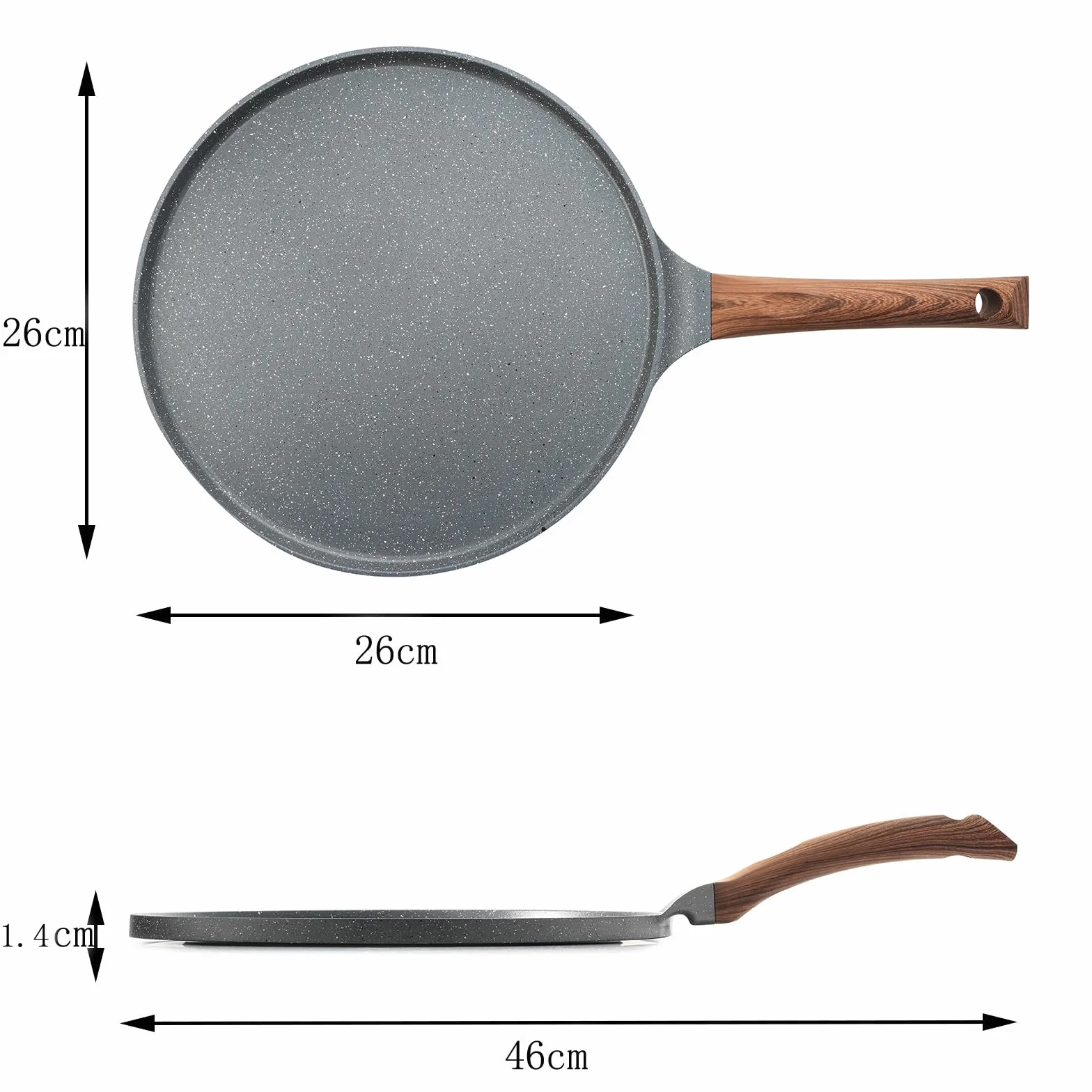 SENSARTE Nieprzywierająca Patelnia do Naleśników Dosa Pan 26 cm, Odlewana Ciśnieniowo Aluminium, Kompatybilna z Indukcją, Bez PFOA