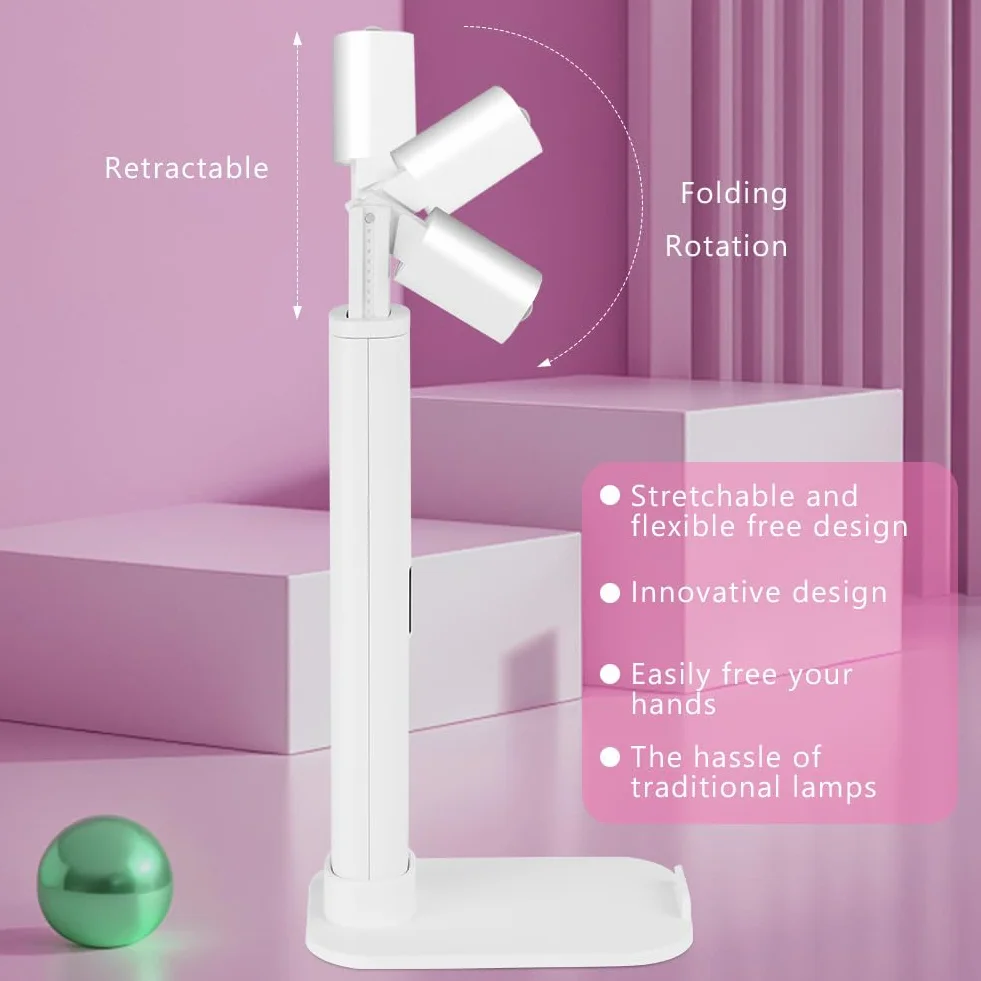 LOPHE Półtrwała lampa do paznokci, lampa UV LED do paznokci, akumulator suszarka do paznokci z 2 timerem 45/60S, do manicure, żel przedłużający żywica DIY zdobienia paznokci, uchwyt teleskopowy