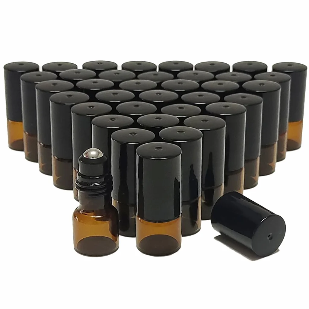 Roll on Glass 2ml, 50 sztuk Buteleczki szklane Rollon na olejki eteryczne, mała pusta butelka Rollon na olejki mieszanki aromaterapeutyczne perfumy olejek zapachowy olejek do ust