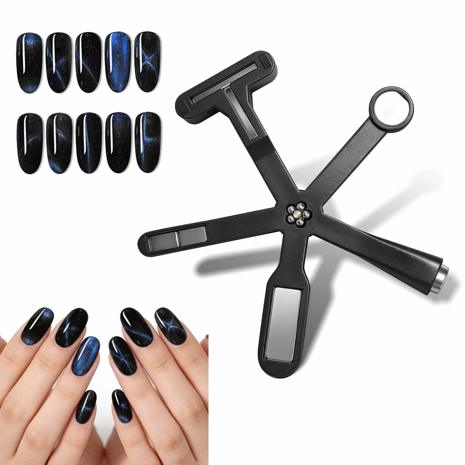 Zestaw magnesów Cat Eye 9 sztuk, silny magnes Cateye, 6 w 1, wielofunkcyjny zestaw magnesów do paznokci z magnesem prętowym i rysikiem magnetycznym, cylindryczne pisaki magnetyczne z zającem