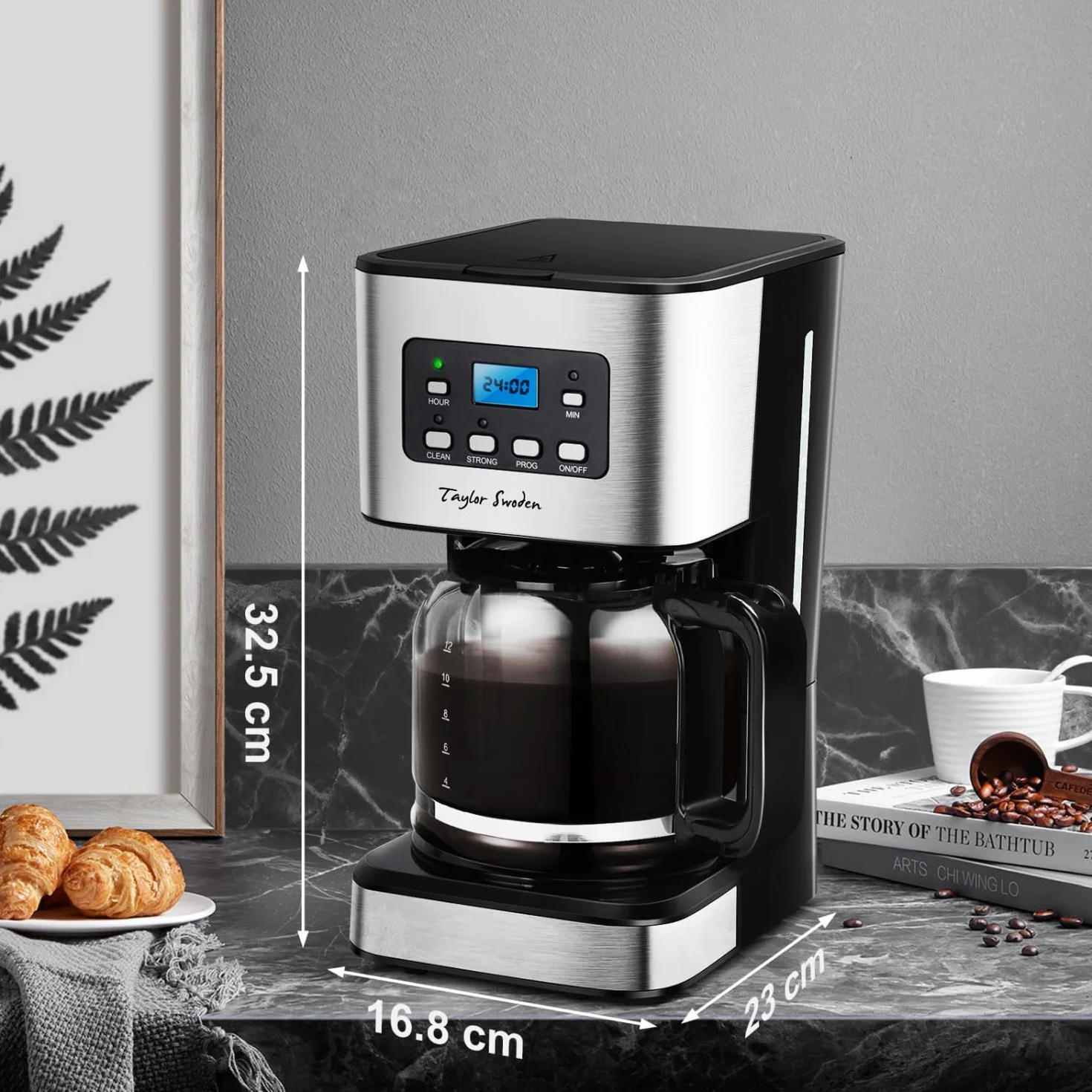 Taylor Swoden Darcy 950 W ekspres do kawy z timerem 1,5 l 12 filiżanek czarny