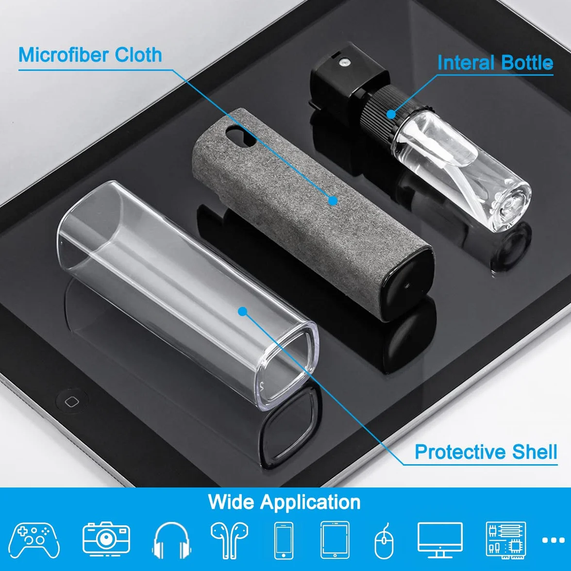 Screen Cleaner Touch Screen Mist Spray, zestaw do czyszczenia elektronicznego smartfona, telewizora, laptopa, tabletu, komputera, monitora komputerowego, płaskich ekranów LCD, okularów, kompatybilny z