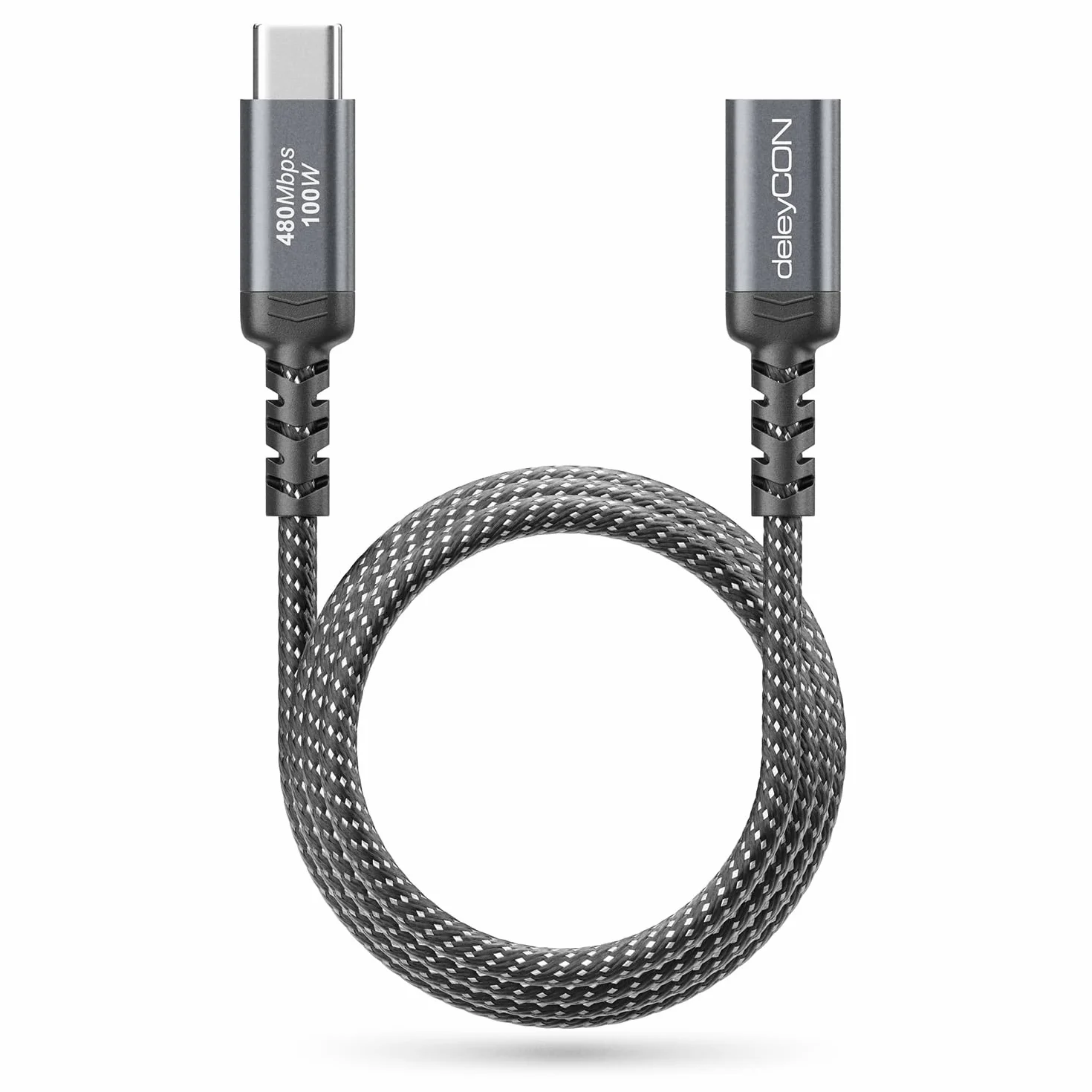 deleyCON 2m 100 W Przedłużacz USB-C - PD 3.0 Kabel ładowania i Danych do iPhone 17 16 Pro Max Air, Galaxy A16 A56 S25 S24, iPad, MacBook, Tablet, Notebook