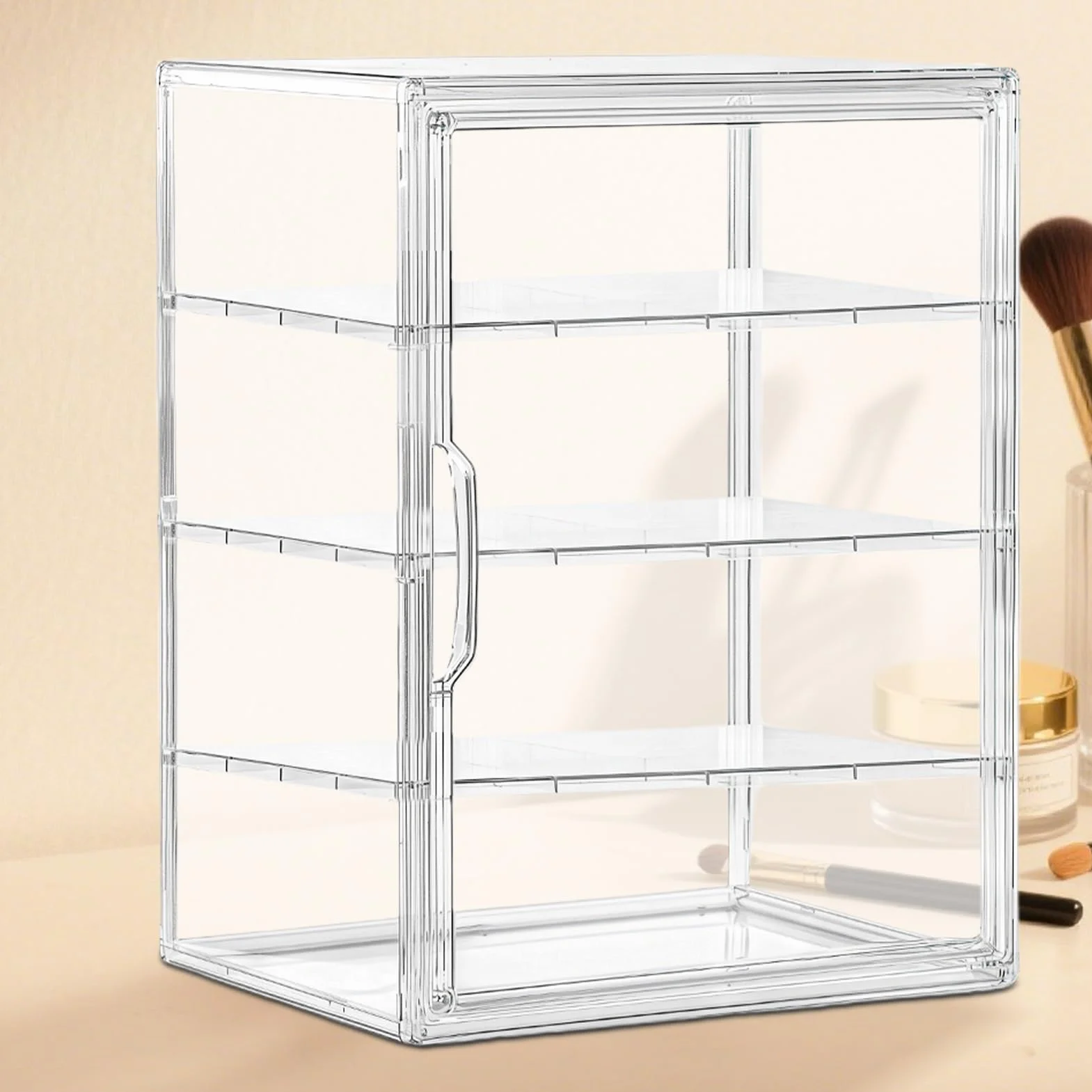 Acrylic Pastry Display Box, Clear 4-Layer Bread Organizer, Airtight Bakery Storage Case, 40x30x25cm, for Kitchen Counter, Sandwiches, Bagels, Homemade Goods Counters Organized