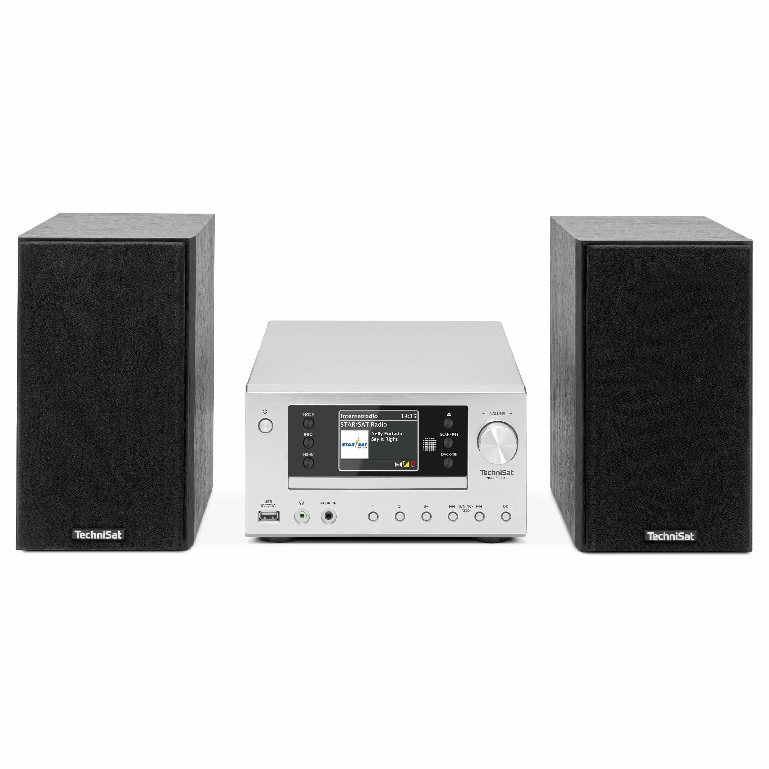 TechniSat VIOLA 710 CD IR – kompaktowy system Hi-Fi (radio internetowe, DAB+, UKW, odtwarzacz CD, Bluetooth, 2 x 20 W RMS, gniazdo słuchawkowe, budzik, wyłącznik czasowy, kompaktowy system, pilot