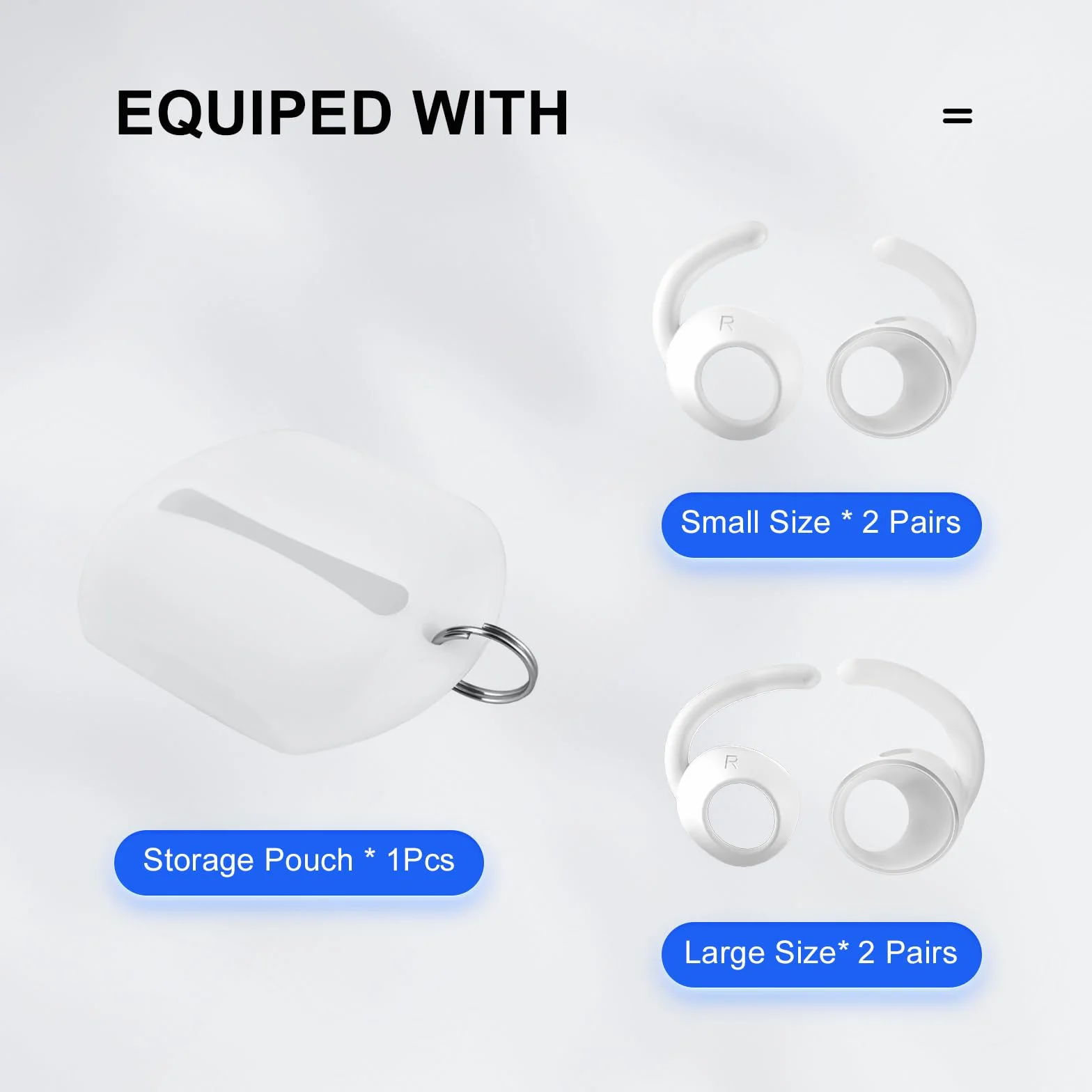 ICARER 4 pary haczyków na uszy do AirPods Pro 2, zestaw słuchawkowy do aktywności sportowych, zapobiegające zgubieniu, nauszniki, końcówki z etui do przechowywania do Apple AirPods Pro 2 2022, białe