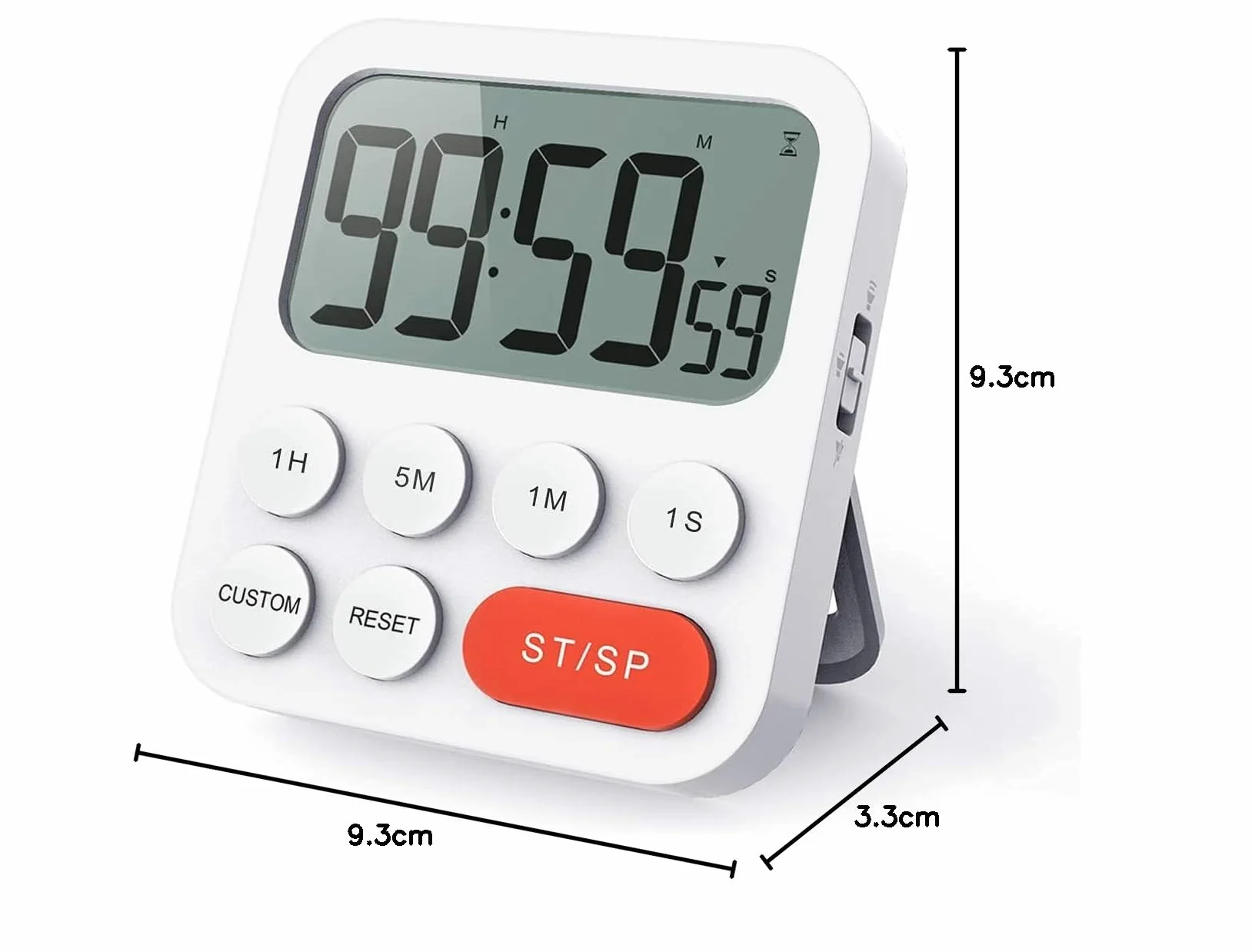 LIORQUE timer kuchenny, timer kuchenny, cyfrowy timer i odliczanie z trybem niestandardowym, 3 poziomy głośności do egzaminu, spotkanie, bez szumów - 2 baterie AAA