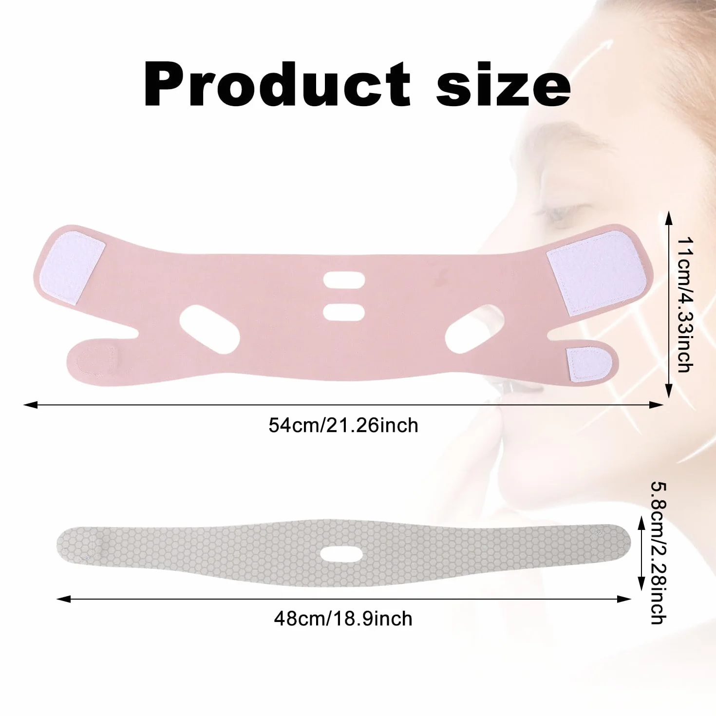 Pasek Pod Brode V-Line Lifting, Nylonowy Pasek Wyszczuplajacy Twarz Regulowana Maska Podnoszaca Podbródek Maska na Twarz w Ksztalcie Kobiety Prezent Unoszaca do Spania (Rózowy)