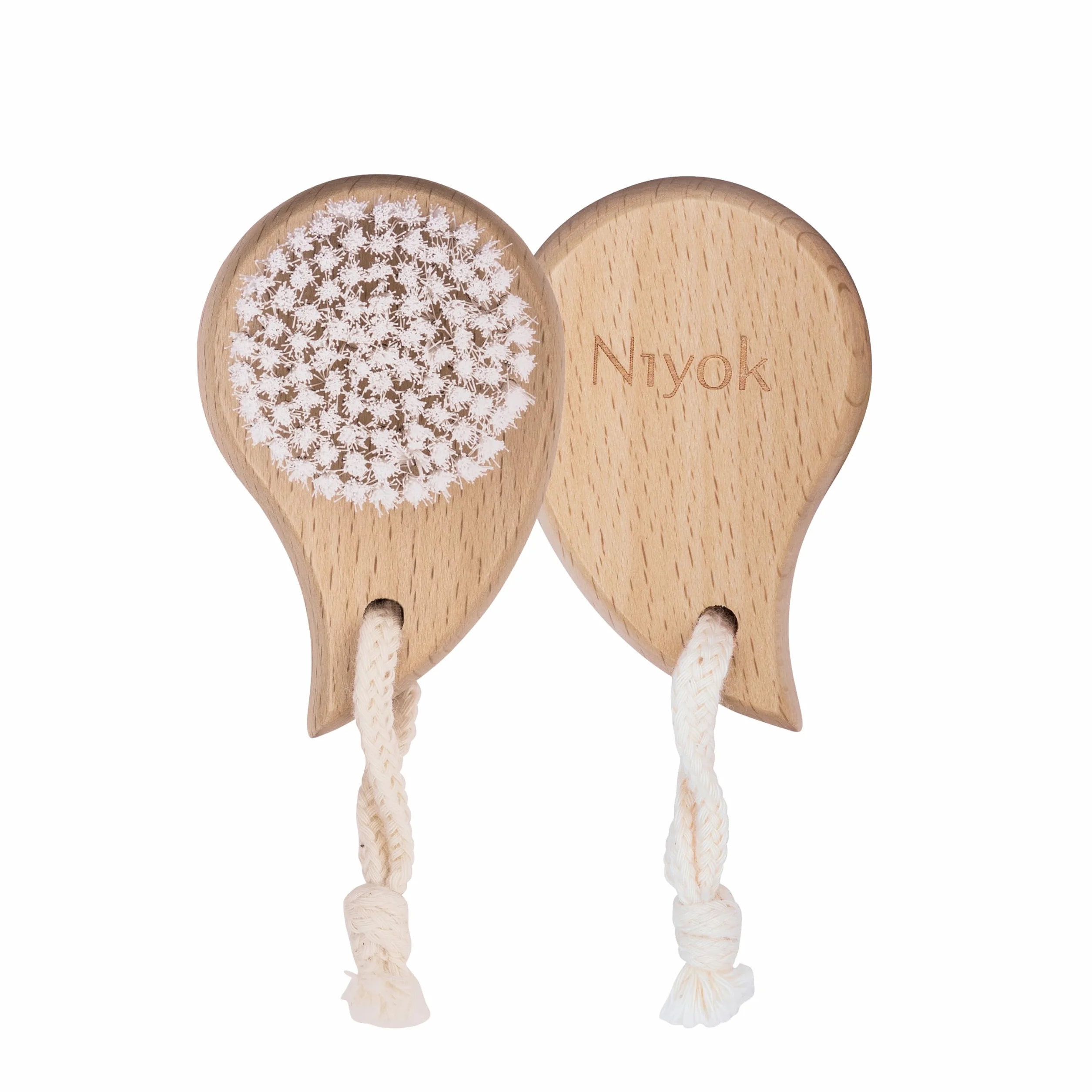 Niyok® Szczotka do twarzy z drewna • szczotka do czyszczenia i peelingu twarzy • szczotka do masażu twarzy z naturalnym włosiem • szczotka do sucha i peelingująca do twarzy • bez plastiku i trwała