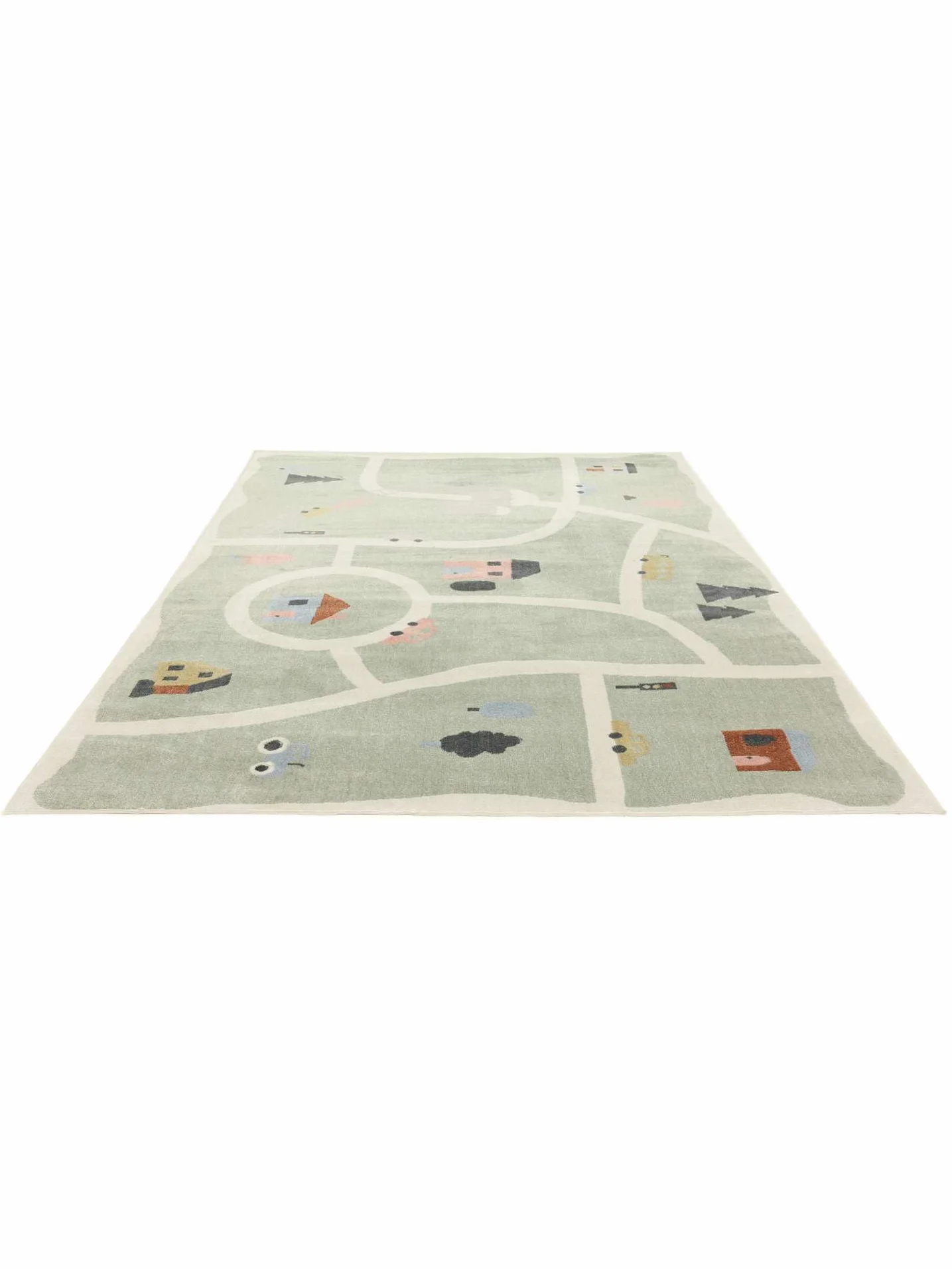 RugVista Road map Dywan dziecięcy 100 x 160 cm Prostokąt Zielony/Multi