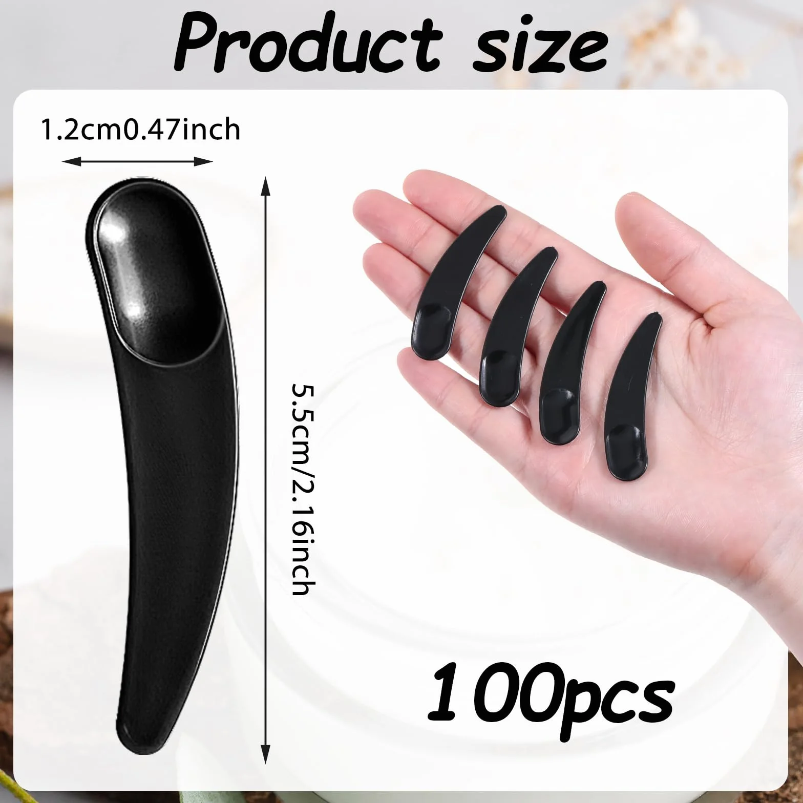 100 sztuk szpatułek kosmetycznych, małe łyżeczki silikonowe, szpatułki, kosmetyczne, szpatułki kosmetyczne, szpatułki, pędzle, pędzle do makijażu, szpatułki, kosmetyki (czarne)