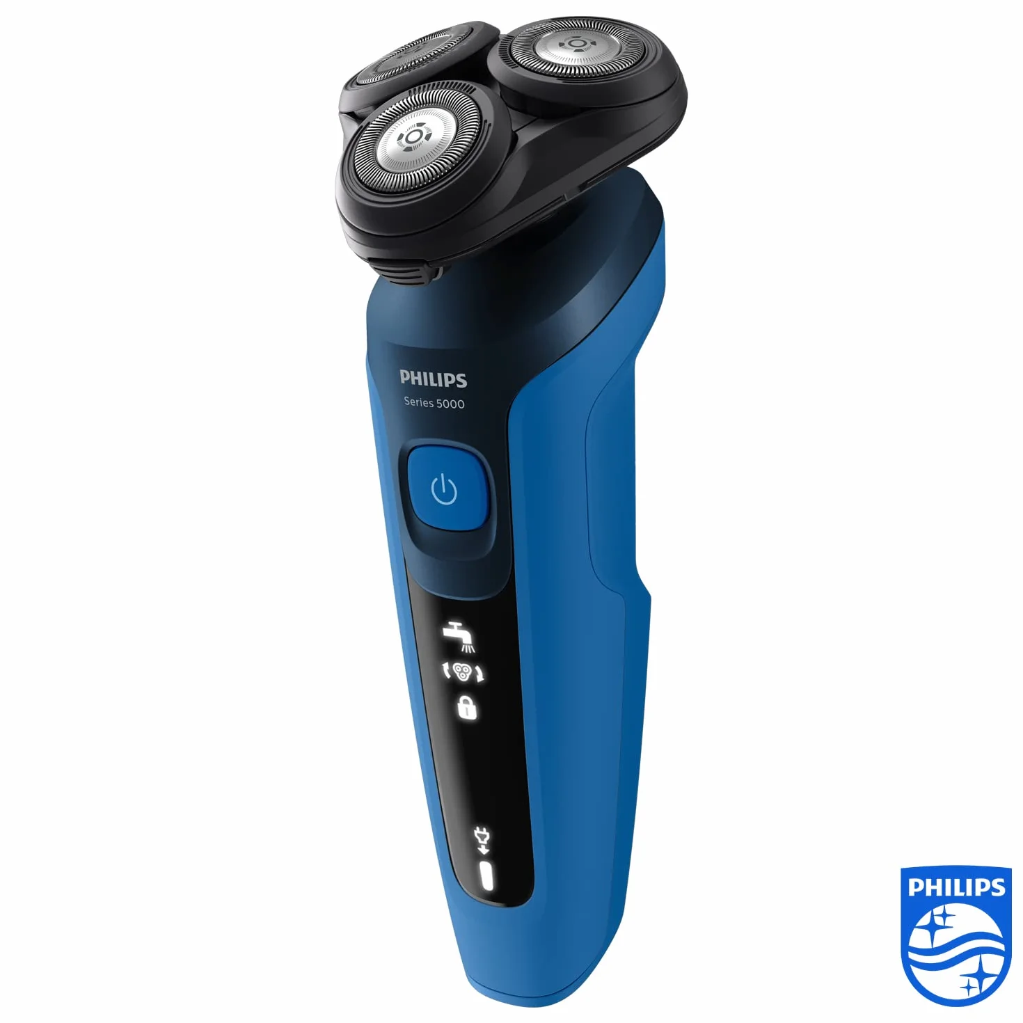 Philips Series 5000 S5466/18, Elektryczna golarka na mokro i na sucho, wydajne i delikatne golenie, system cięcia SteelPrecision, elastyczne głowice tnące 360°, czas pracy 60 min, Dark Royal Blue