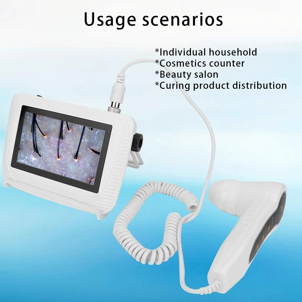 Wykrywacz skóry twarzy włosów analizator włosów 5-calowy ekran LCD, cyfrowy skaner diagnostyczny skóry, skaner do analizy włosów, maszyna do analizowania włosów