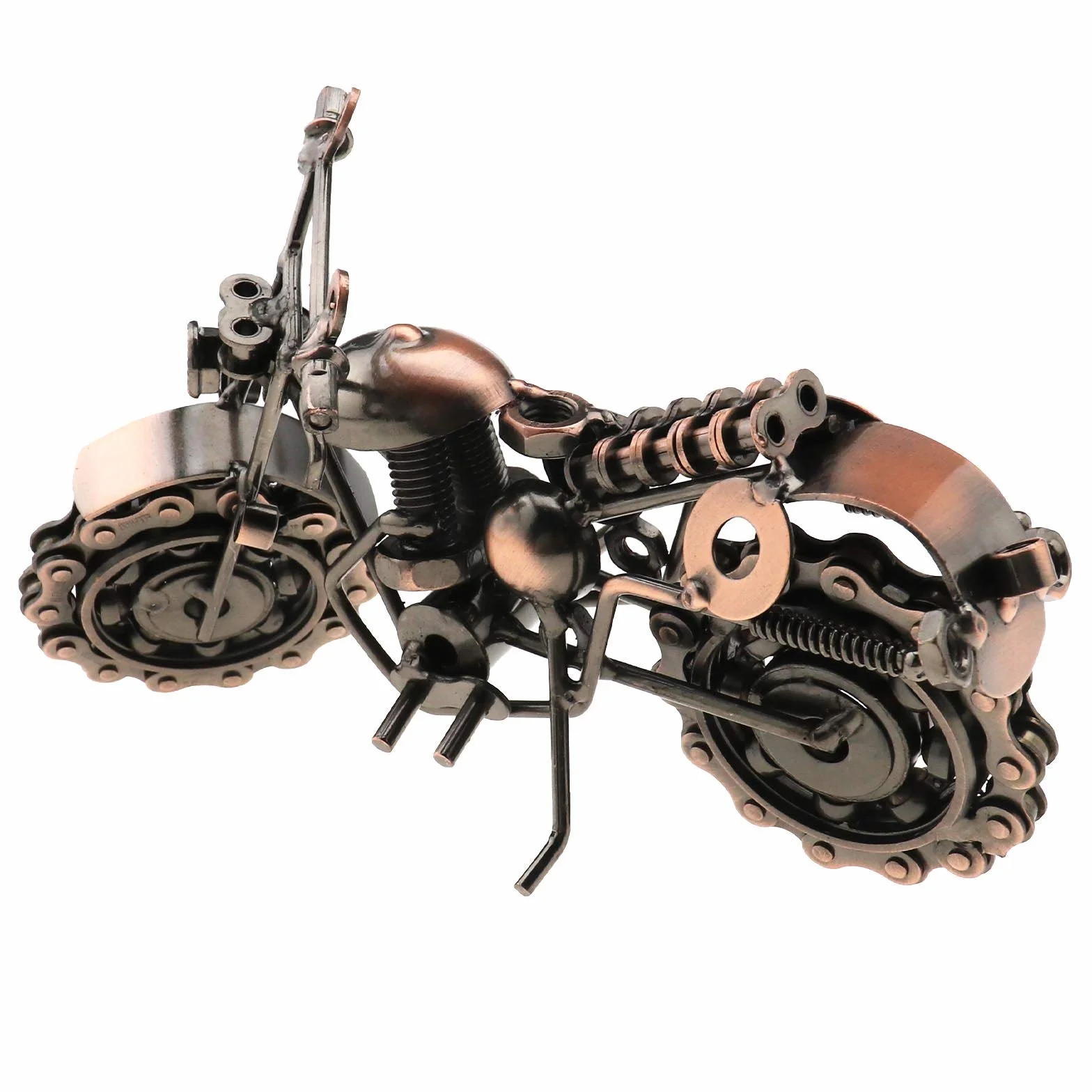 Retro Vintage metal motocykl brąz ręcznie metalowy model koła łańcuchowego ornament sztuka rzeźba kolekcjonerska prezent