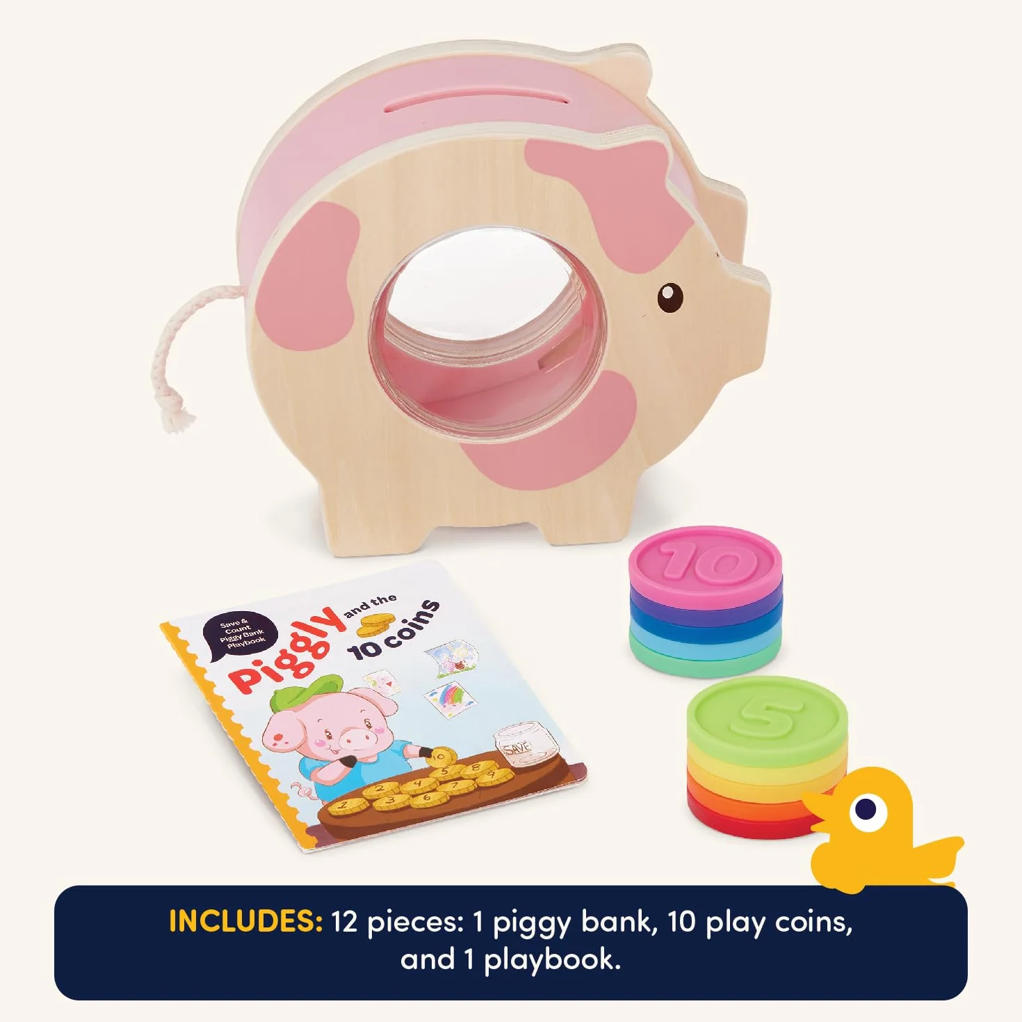 Zabawka silnikowa - Save & Count Piggy Bank - Edukacyjne kolorowe zabawki do liczenia i matematyki dla dzieci, od 18 miesięcy