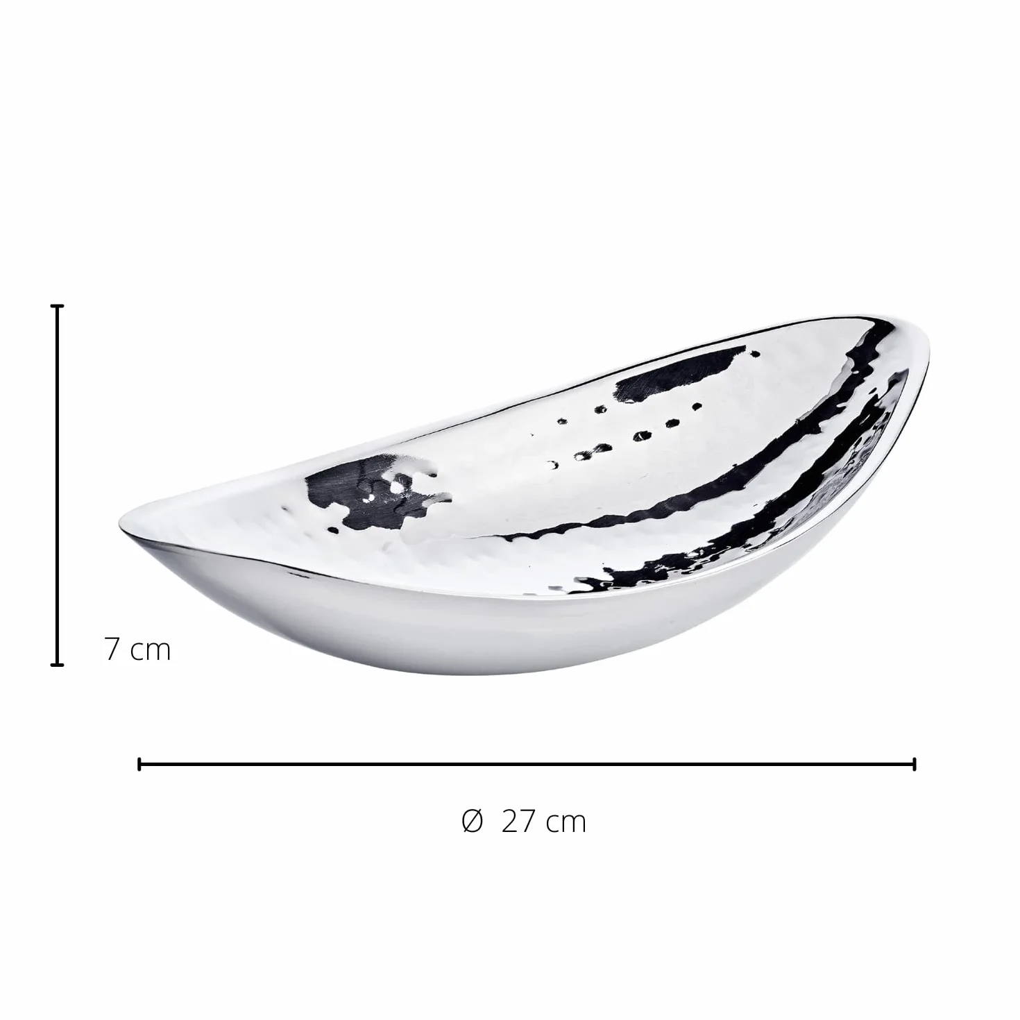 EDZARD Miska Halifax (27 cm x 15 cm) Ze Stali Nierdzewnej Młotkowana - Talerz Dekoracyjny, Taca Dekoracyjna - Do Serwowania, Metalowy Talerz