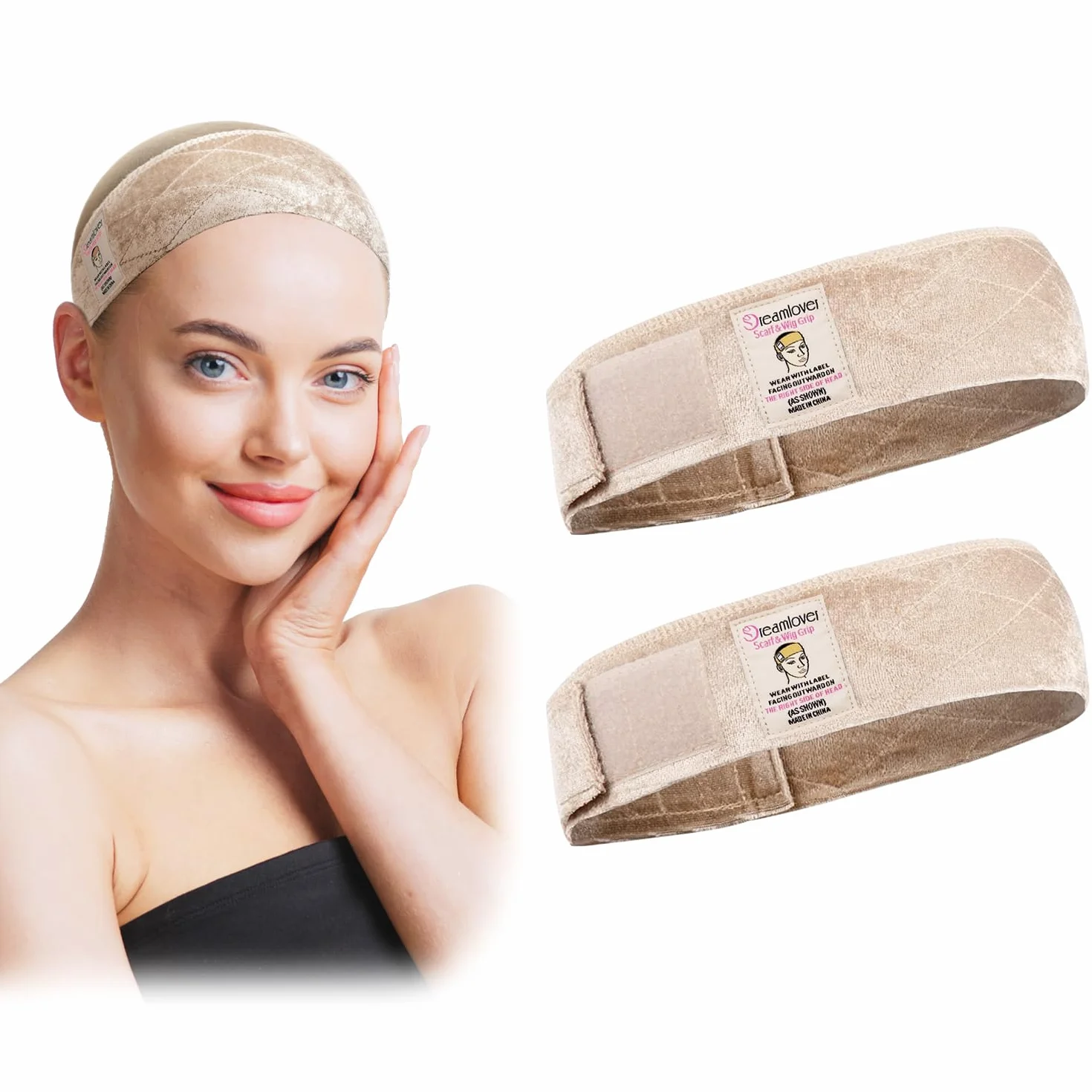 Dreamlover Opaska na Peruk? dla Kobiet, Opaska na Peruk? Utrzymuj?ce Peruk? na Miejscu, Nude, 2 Sztuki