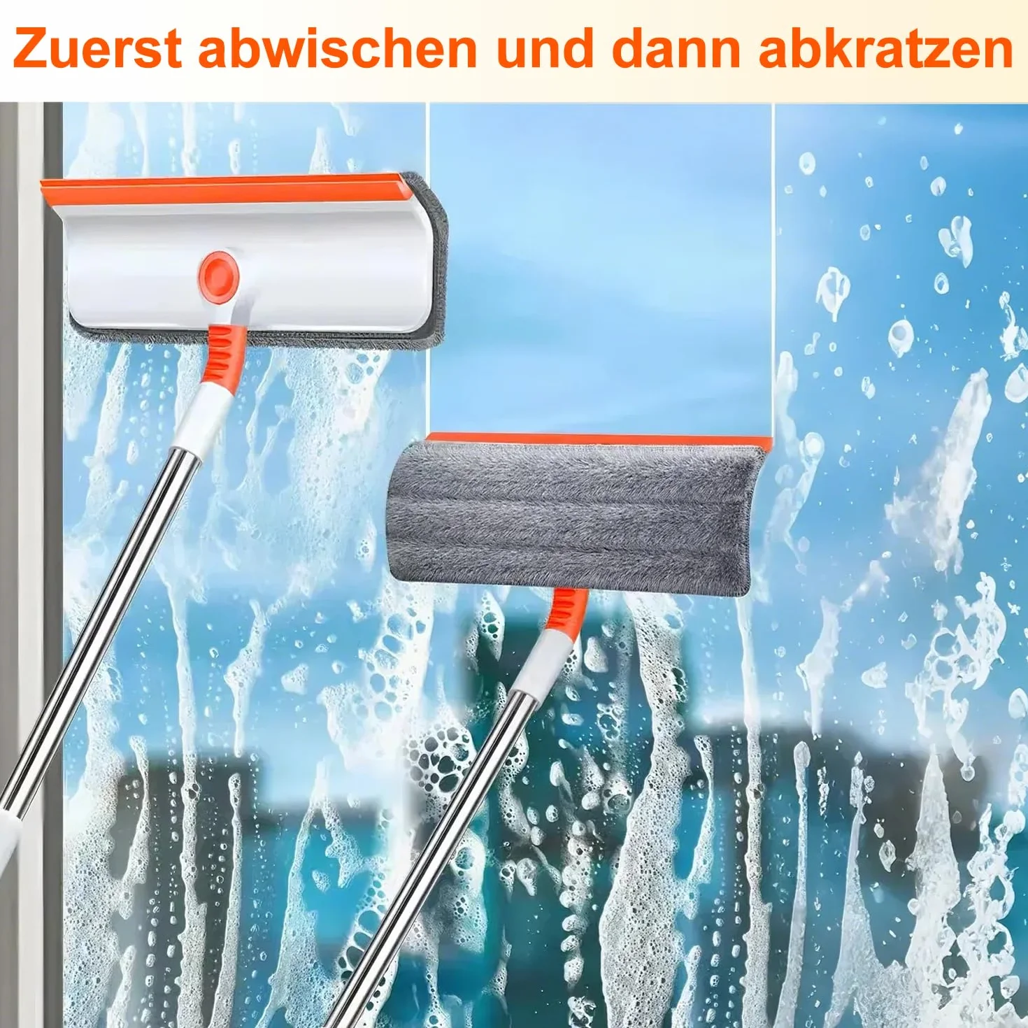 Zestaw do mycia okien 2w1 z drążkiem przedłużającym i giętką głowicą