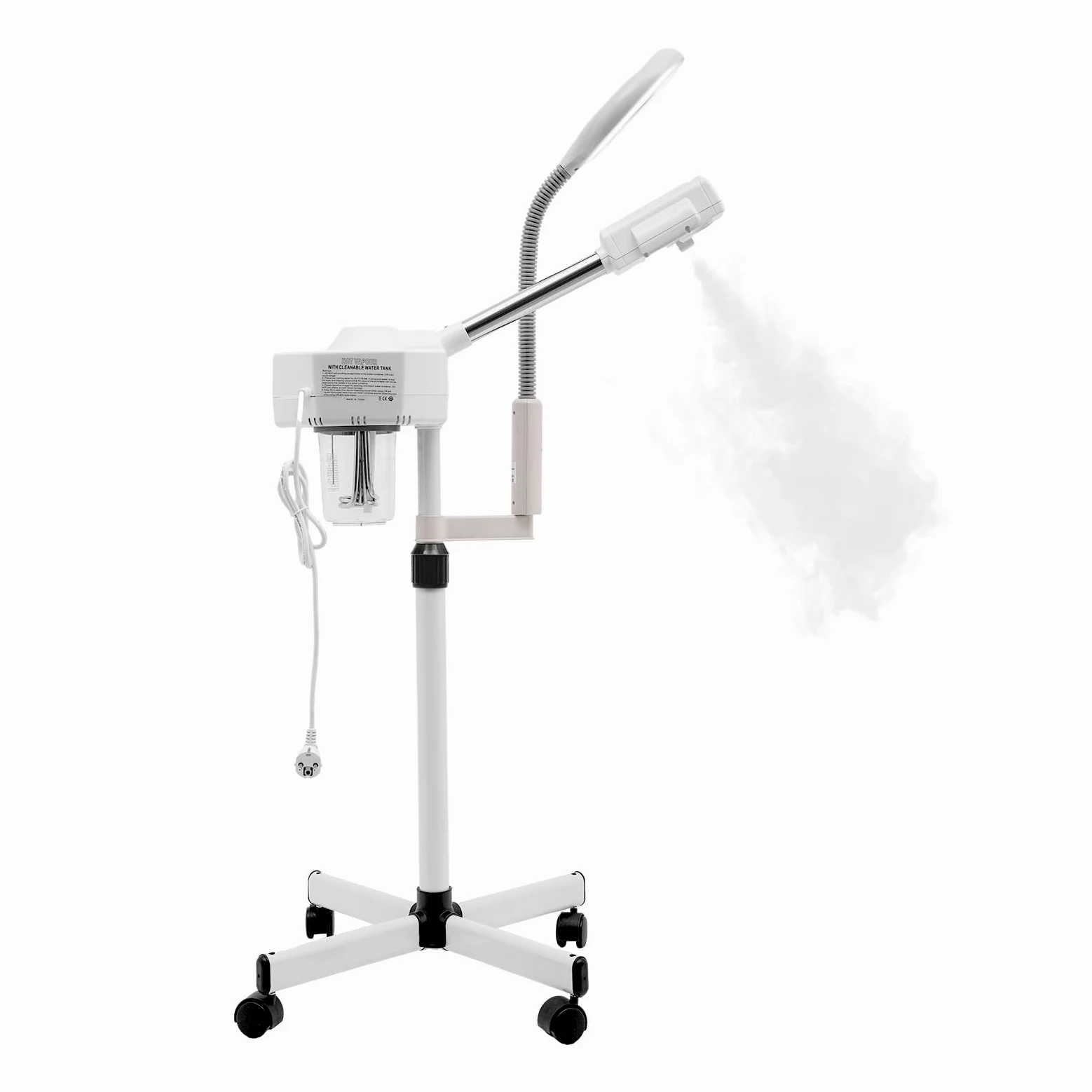 Parownik 2 w 1, lampa z lupą, gorąca lampa z lupą, streamer ozonowy z lampą UV Lanmp i zbiornikiem na wodę, do spa, salonu, piękna, wielofunkcyjna twarz