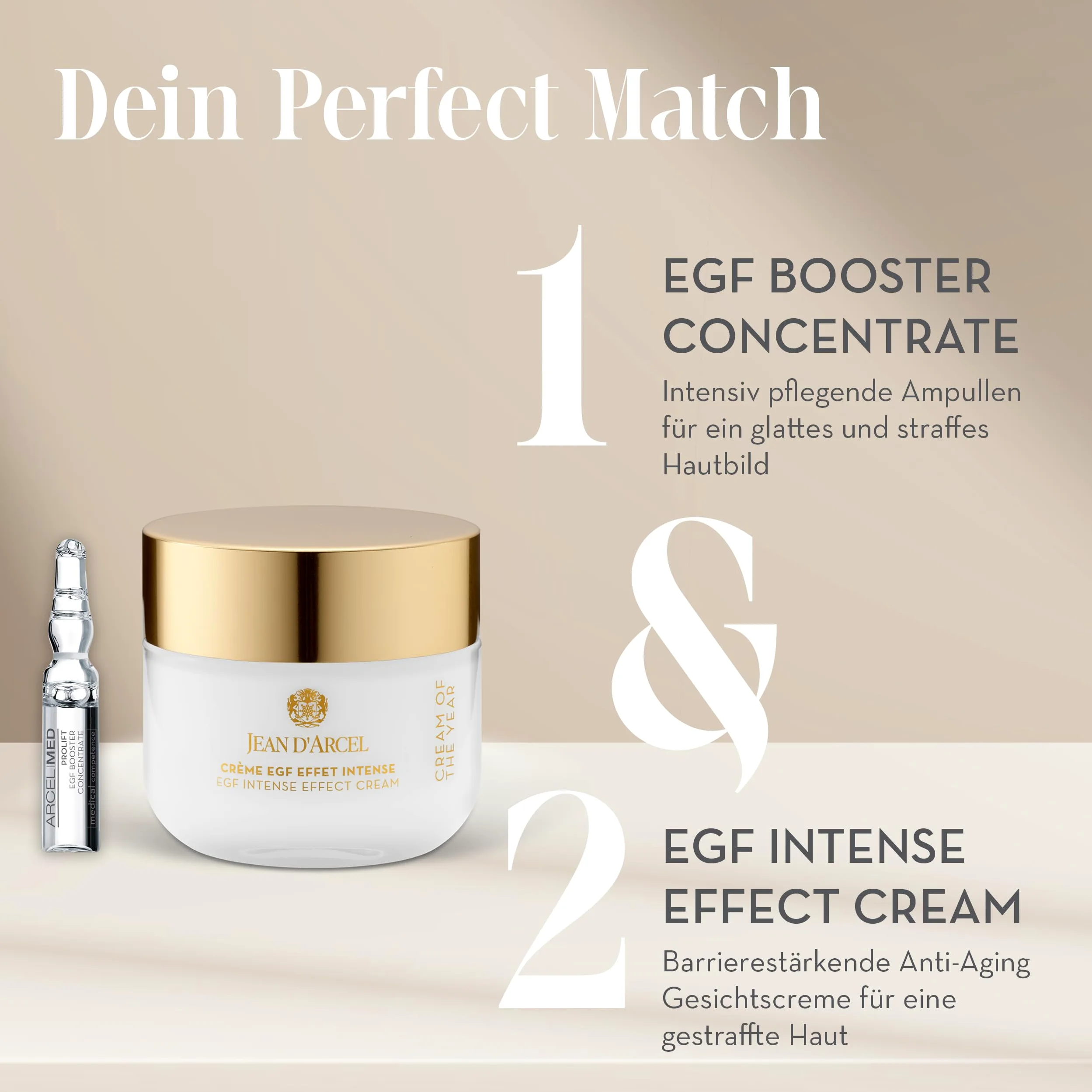 JEAN D'ARCEL Krem przeciwzmarszczkowy do twarzy 24h – CRÈME EGF EFFET Intense 50 ml – wzmacnia naturalną ochronę skóry – poprawia jędrność skóry – wspomaga elastyczność