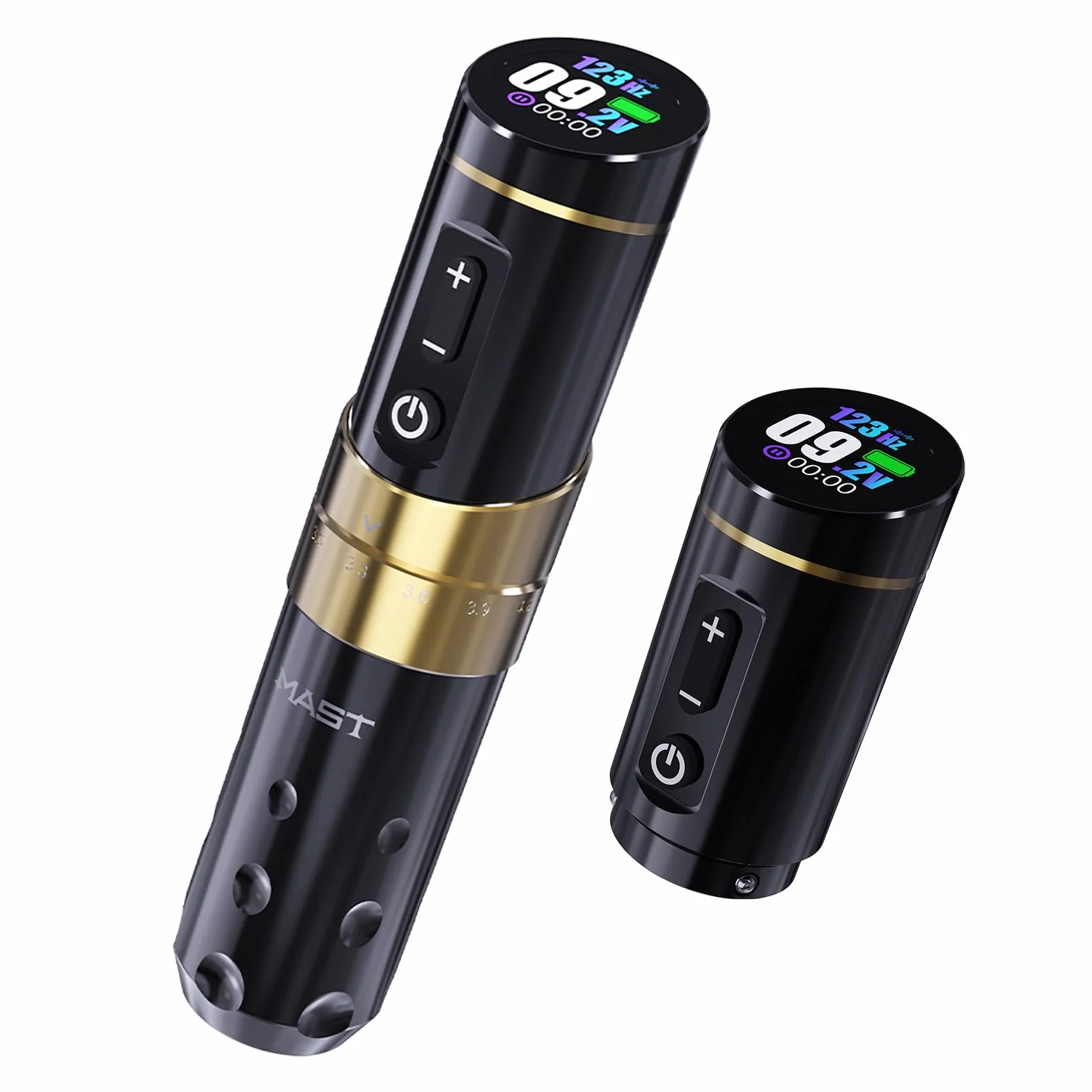 Mast Flip3 Wireless Tattoo Machine Gun Rotary Tattoo Cartridges Pen with 7Adjustable Strokes 2.4mm - 4.2mm with 2ps 1800mAh Battery Power Supply for Beginners and Tattoo Artist