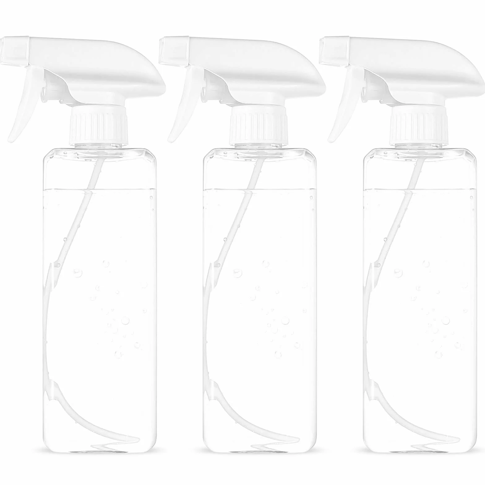 3 szt. 500 ml butelki z rozpylaczem, pusta butelka z rozpylaczem na wodę, plastikowe butelki z rozpylaczem, do czyszczenia gospodarstw domowych, do ogrodnictwa, roślin fryzjerskich (kwadratowe, białe)