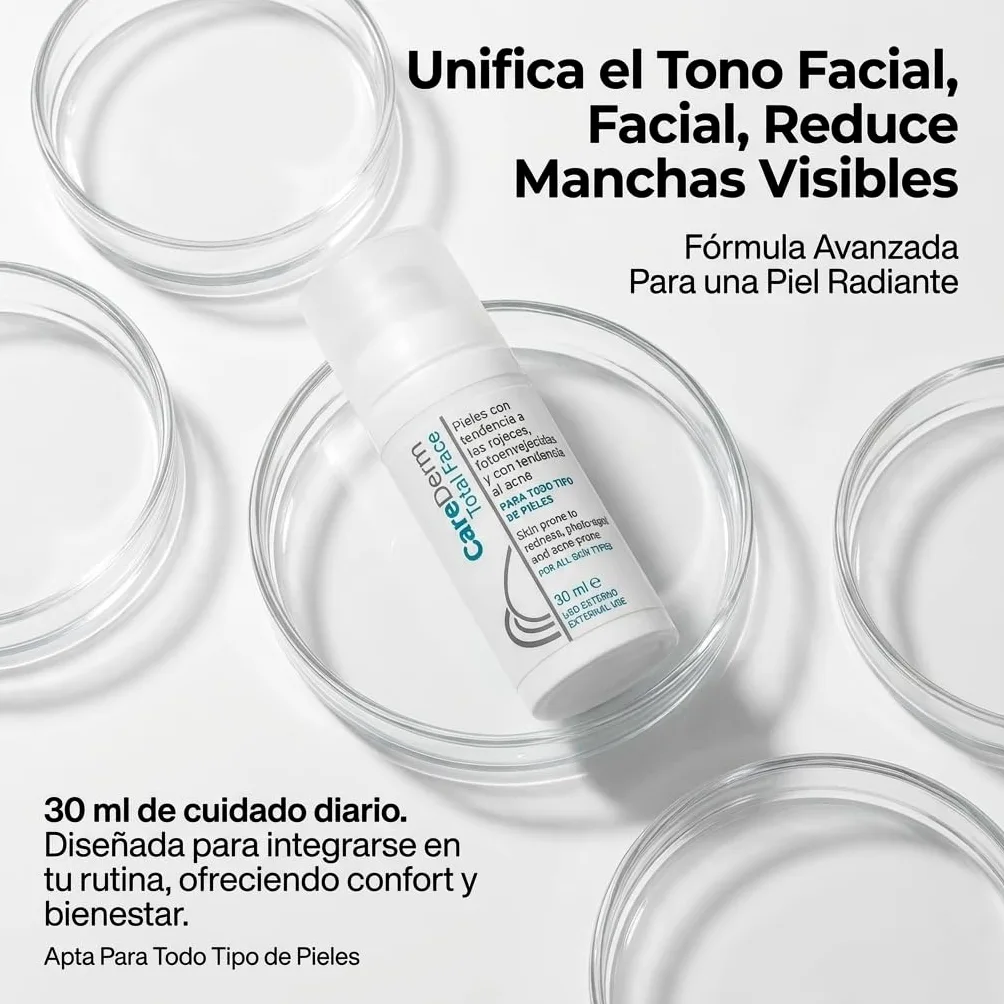 Carederm Total Face Pack, depigmentujący krem do twarzy, na plamy, trądzik i trądzik różowaty, z kwasem traneksamowym, kwasem azelowym, niacynamidem i przeciwutleniaczami, jednolity odcień (X2)