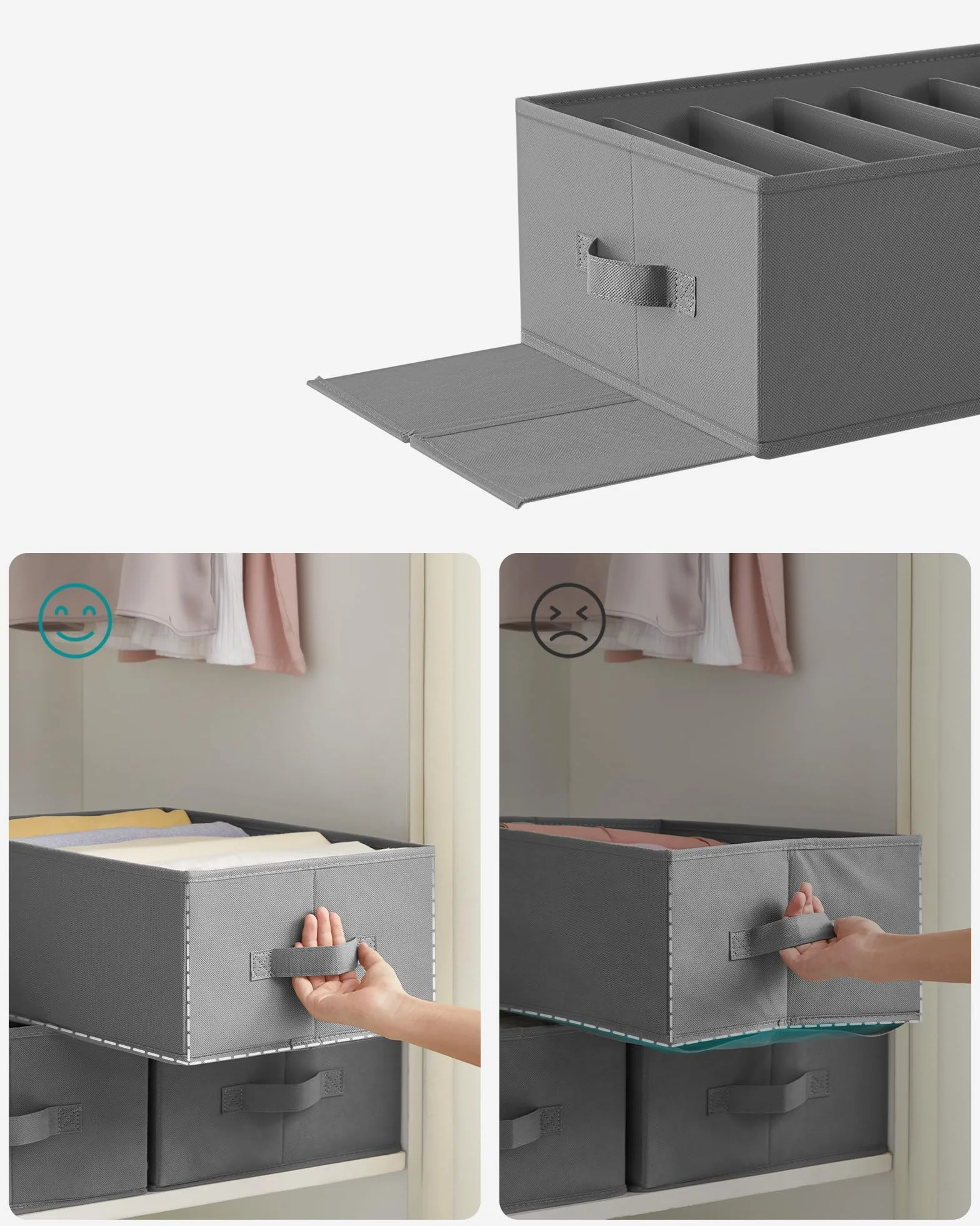 SONGMICS Zestaw 4 szuflad organizery do szafy 42 x 30 x 17 cm szaro-taupe RUS009G04