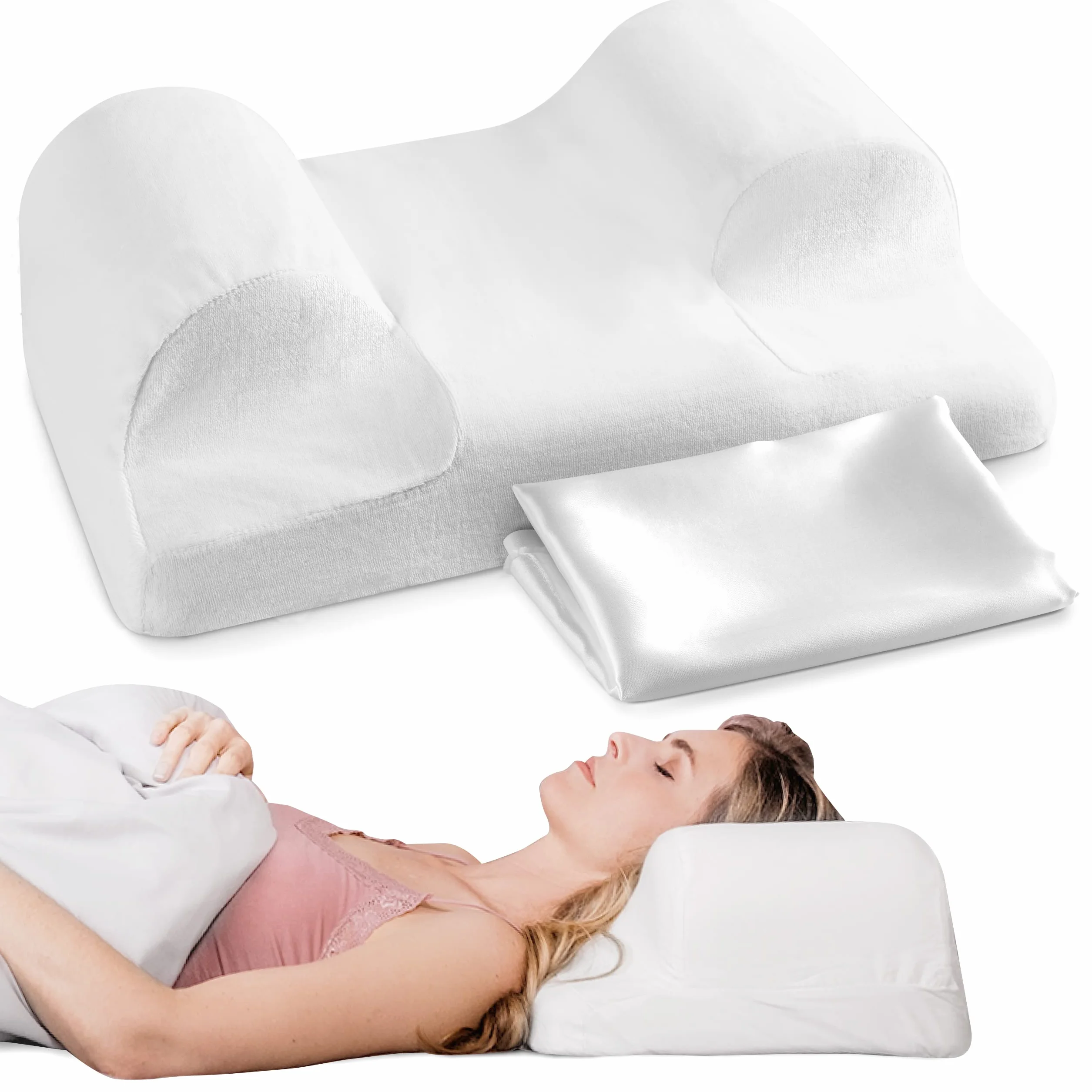 YourFacePillow poduszka do spania na plecach z pianki memory, ergonomiczne wsparcie szyi, pleców i ramion