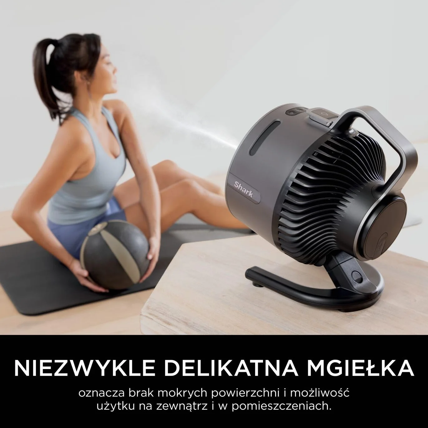 Shark FlexBreeze HydroGo – mocny wentylator przenośny z mgiełką, wewnątrz i na zewnątrz, cichy i trwały, przewodowy i bezprzewodowy, kompaktowy i lekki, 5 poziomów prędkości, grafitowy FA050EU