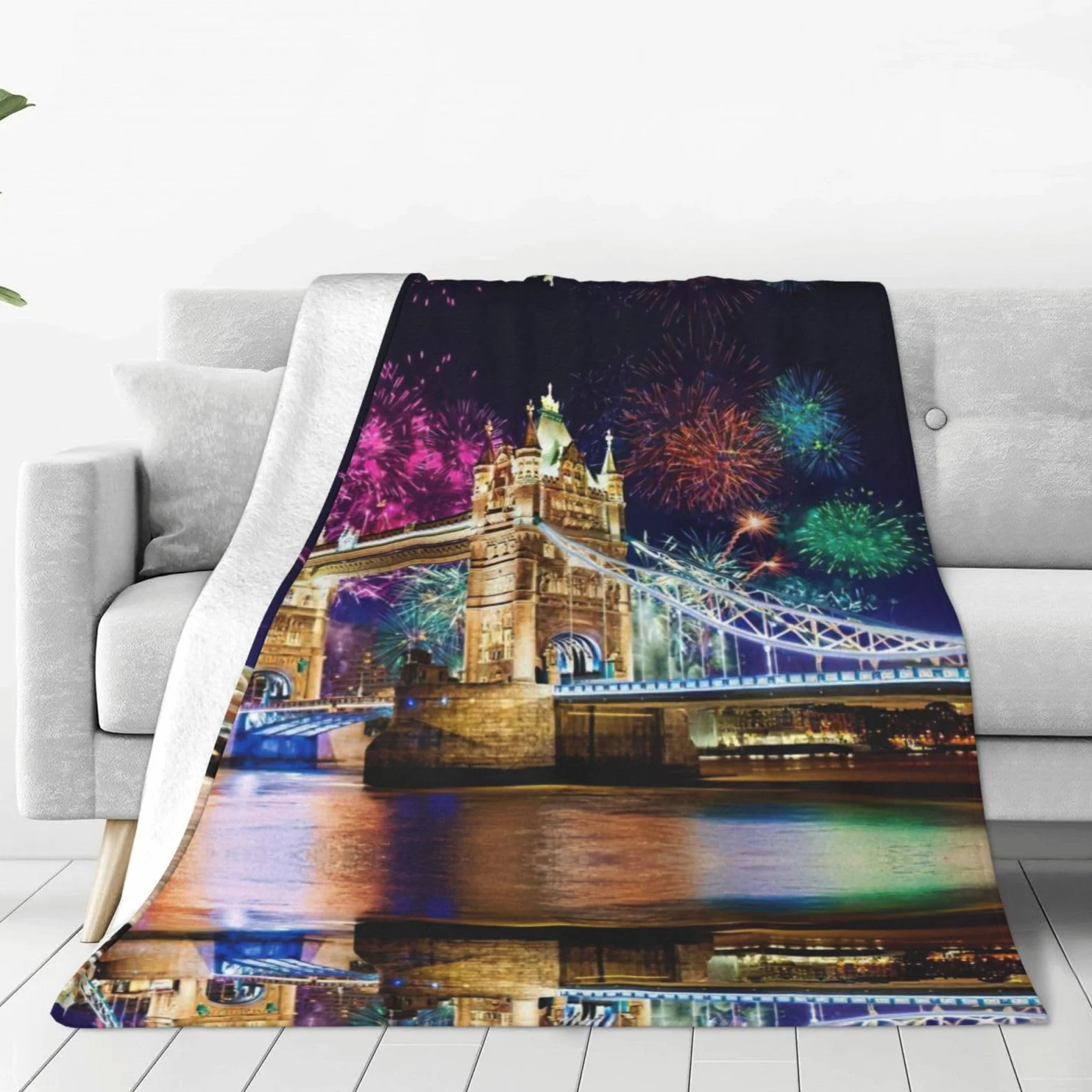 Night London Tower Bridge Ultra miękki flanelowy koc podróżny na wszystkie pory roku