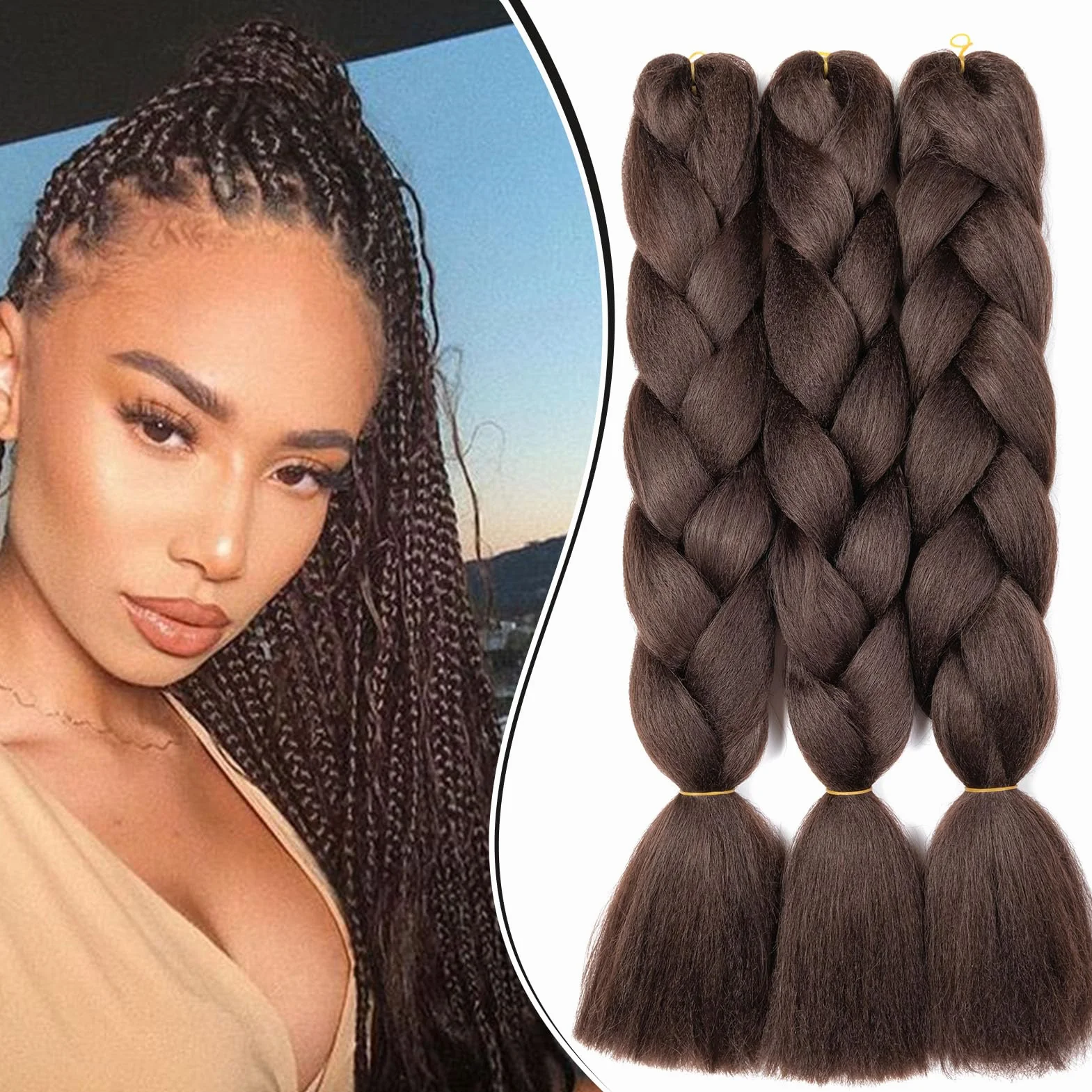 Warkocze do przedłużenia włosów, sztuczne włosy ombre, Jumbo Braiding, kanekalon, warkocze afro, Crochet Box