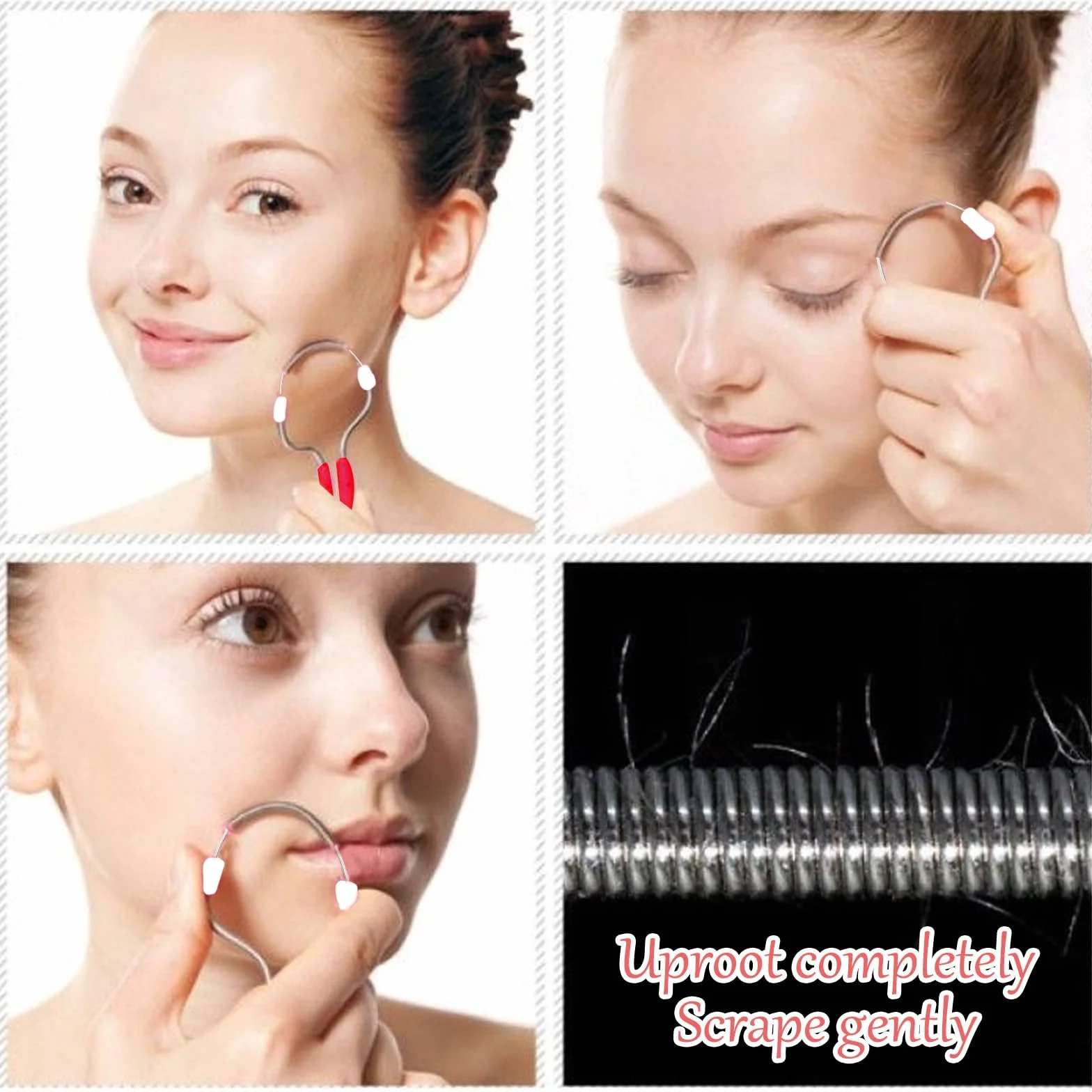 Wiosenny depilator do usuwania owłosienia twarzy, niebieski i różowy, narzędzie do gwintowania, wiosenne depilatory do twarzy, do górnej wargi, podbródka, policzków, szyi, kobiet, dziewcząt, 6