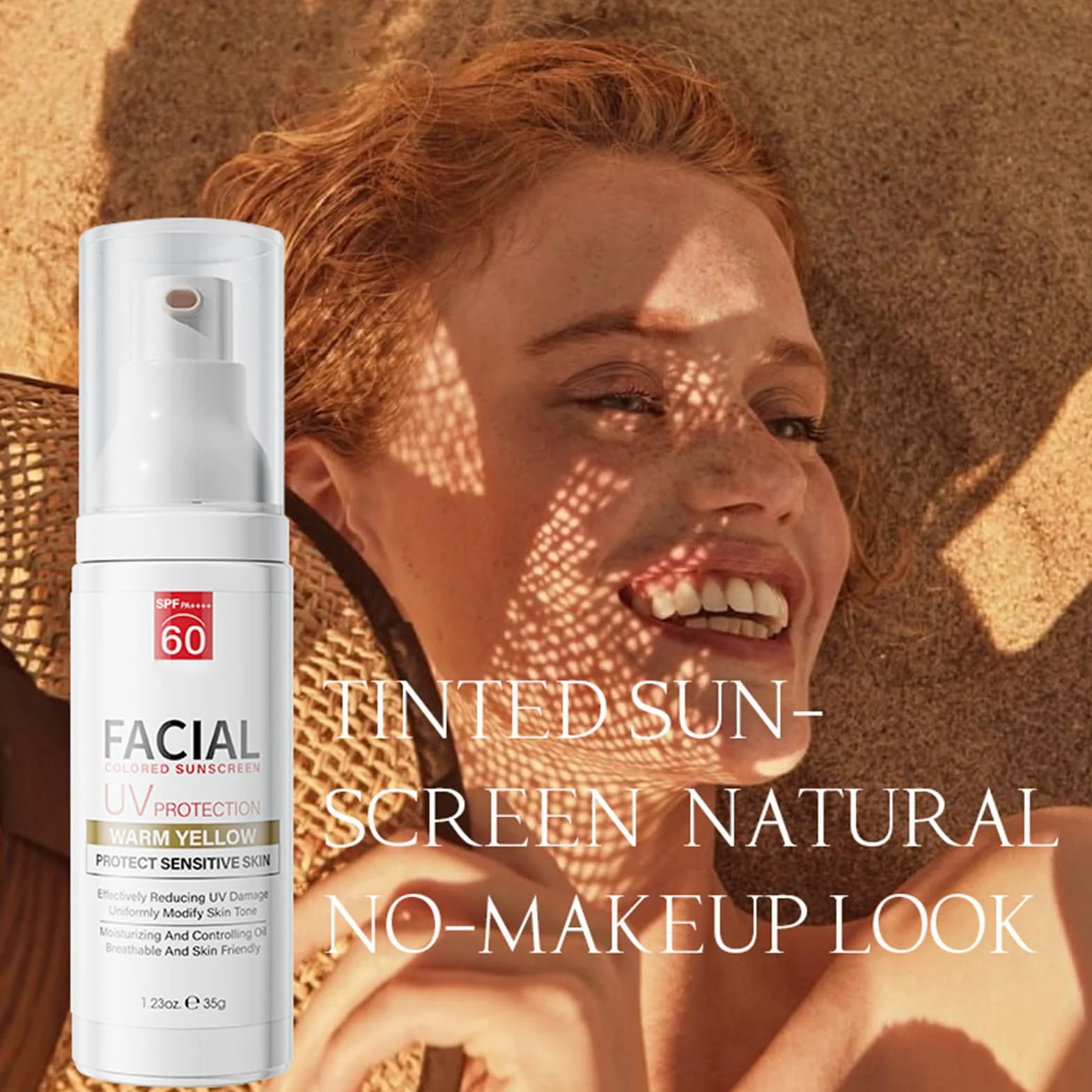 SPF 60+ krem przeciwsłoneczny do twarzy zapewnia wysoką ochronę przed promieniowaniem UV, wodoodporny, lekka tekstura, do skóry wrażliwej, do codziennego użytku, kompatybilny z makijażem, szybko się