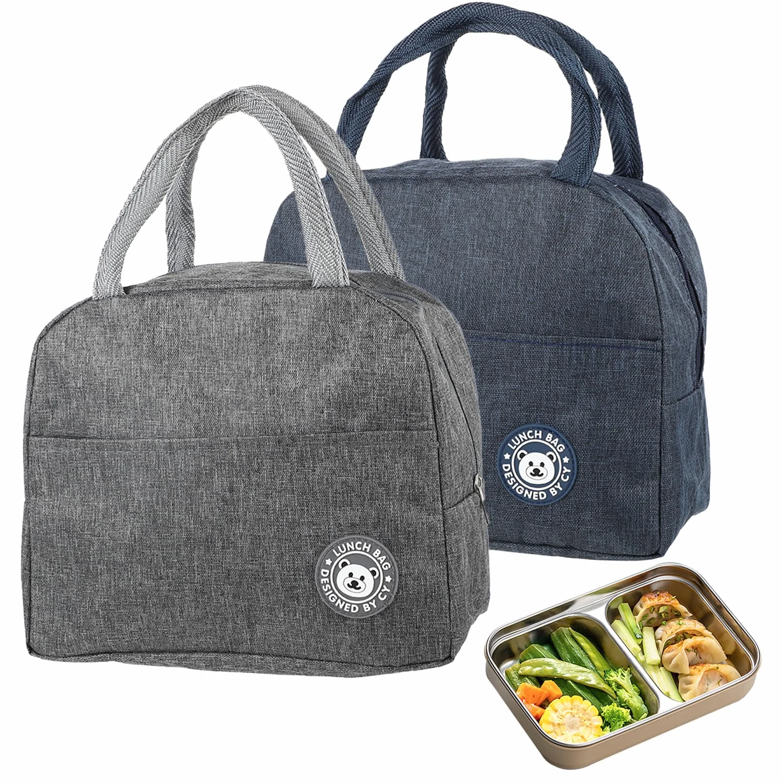 2 sztuki 6-litrowych termoizolacyjnych toreb na lunch, składanych toreb termoizolacyjnych, toreb chłodzących na lunchboxy, przenośnych toreb na lunchboxy do biura i na piknik na świeżym powietrzu