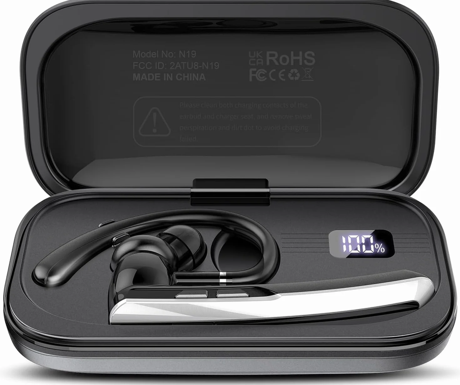 V5.3 zestaw słuchawkowy Bluetooth, bezprzewodowy zestaw głośnomówiący z podwójnym mikrofonem ENC, czas odtwarzania 120 godzin z ładowarką LED, zestaw słuchawkowy z mikrofonem do telefonów