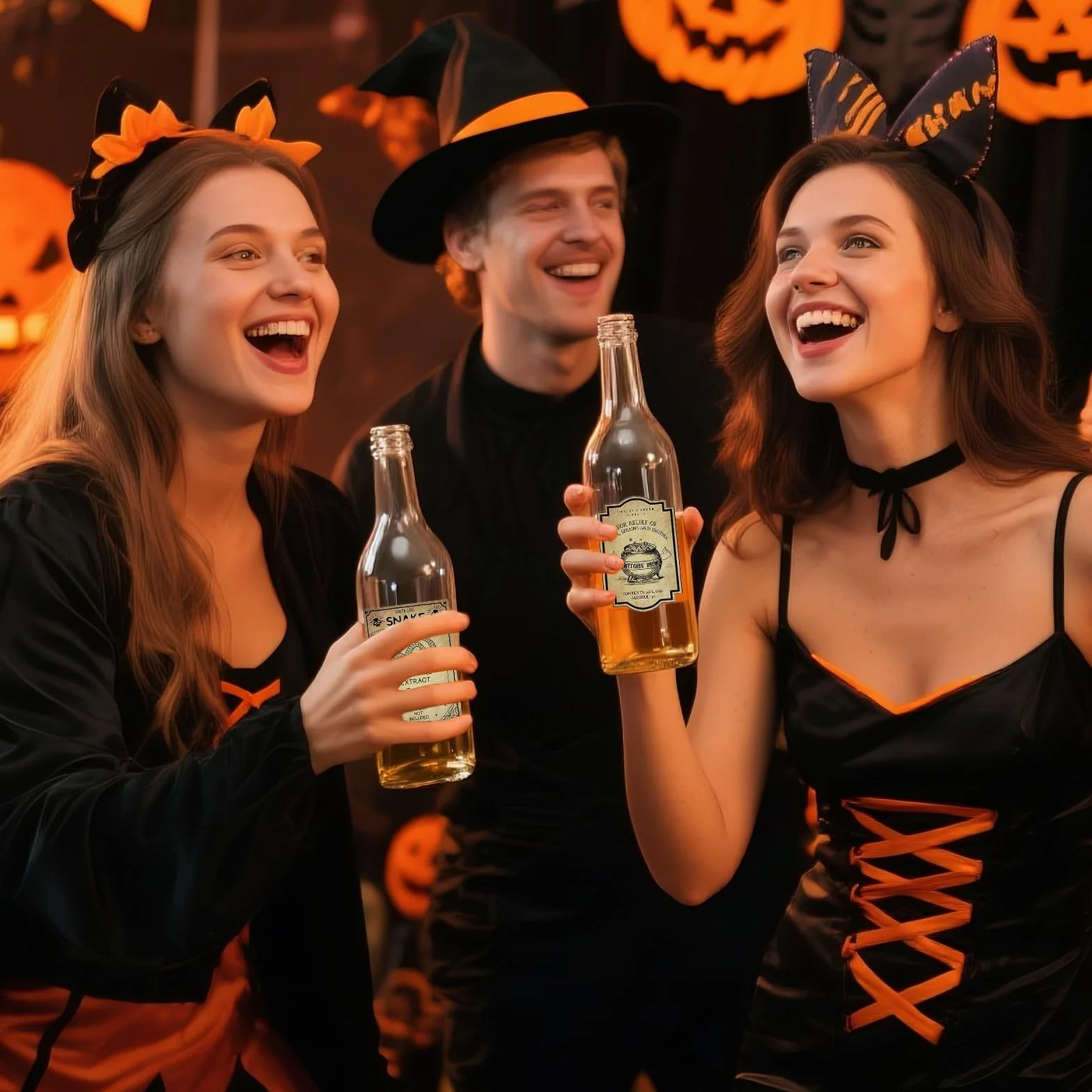 36 sztuk etykiet na butelki wina na Halloween, 12 stylów, brązowe naklejki na butelki wina, szampana, naklejki na Halloween, 36 sztuk
