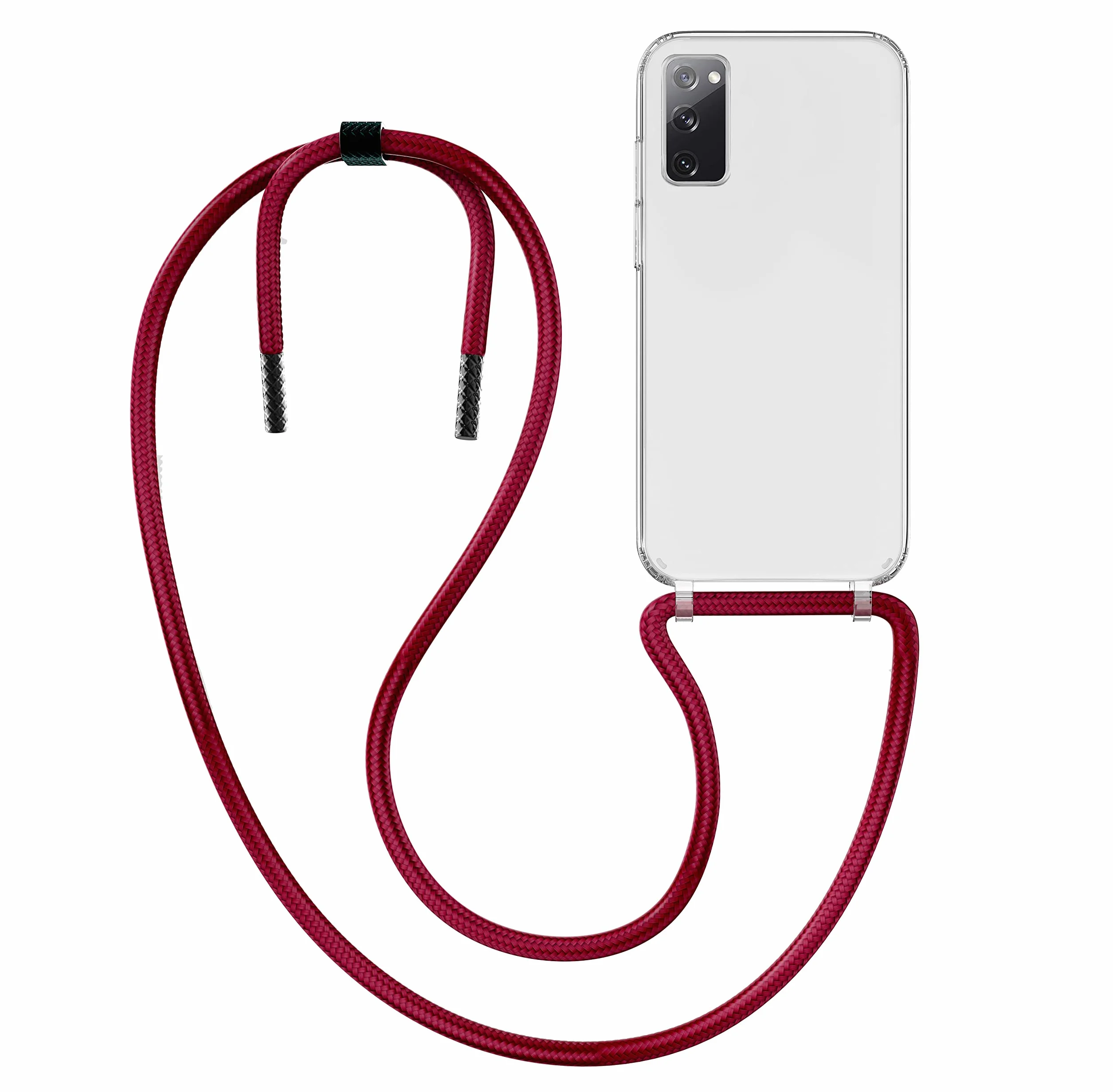 MyGadget smycz do telefonu dla Samsung Galaxy S20 FE - [ Etui z odpinanym i regulowanym paskiem ] - Etui na telefon z paskiem do zawieszenia, sznurek, pokrowiec ochronny - bordowy