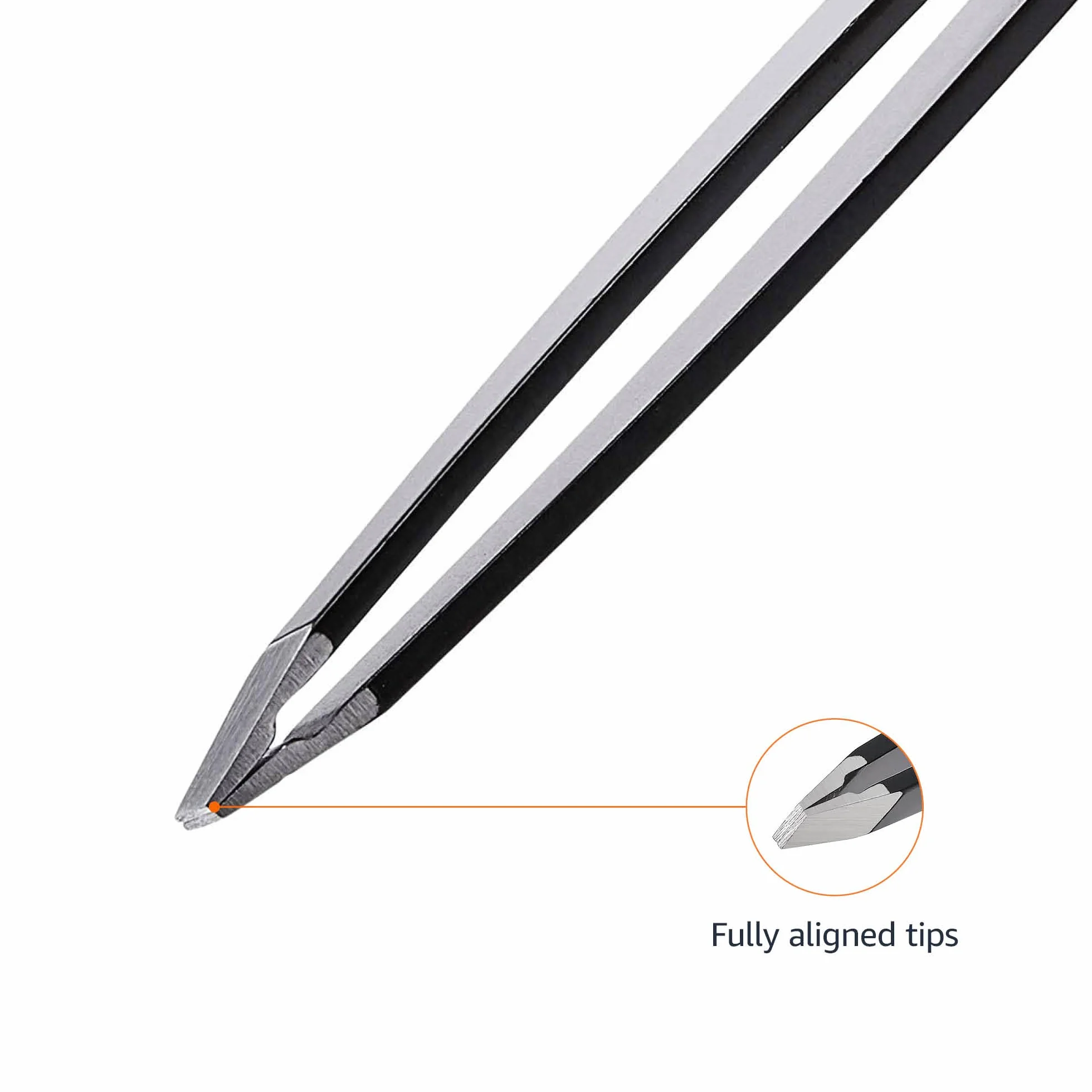 Amazon Basics profesjonalny zestaw pęset do włosków na twarzy, rzęs, brwi, wrastających włosów, wykonany ze stali nierdzewnej, z etui podróżnym, kolor czarny, 4 szt.