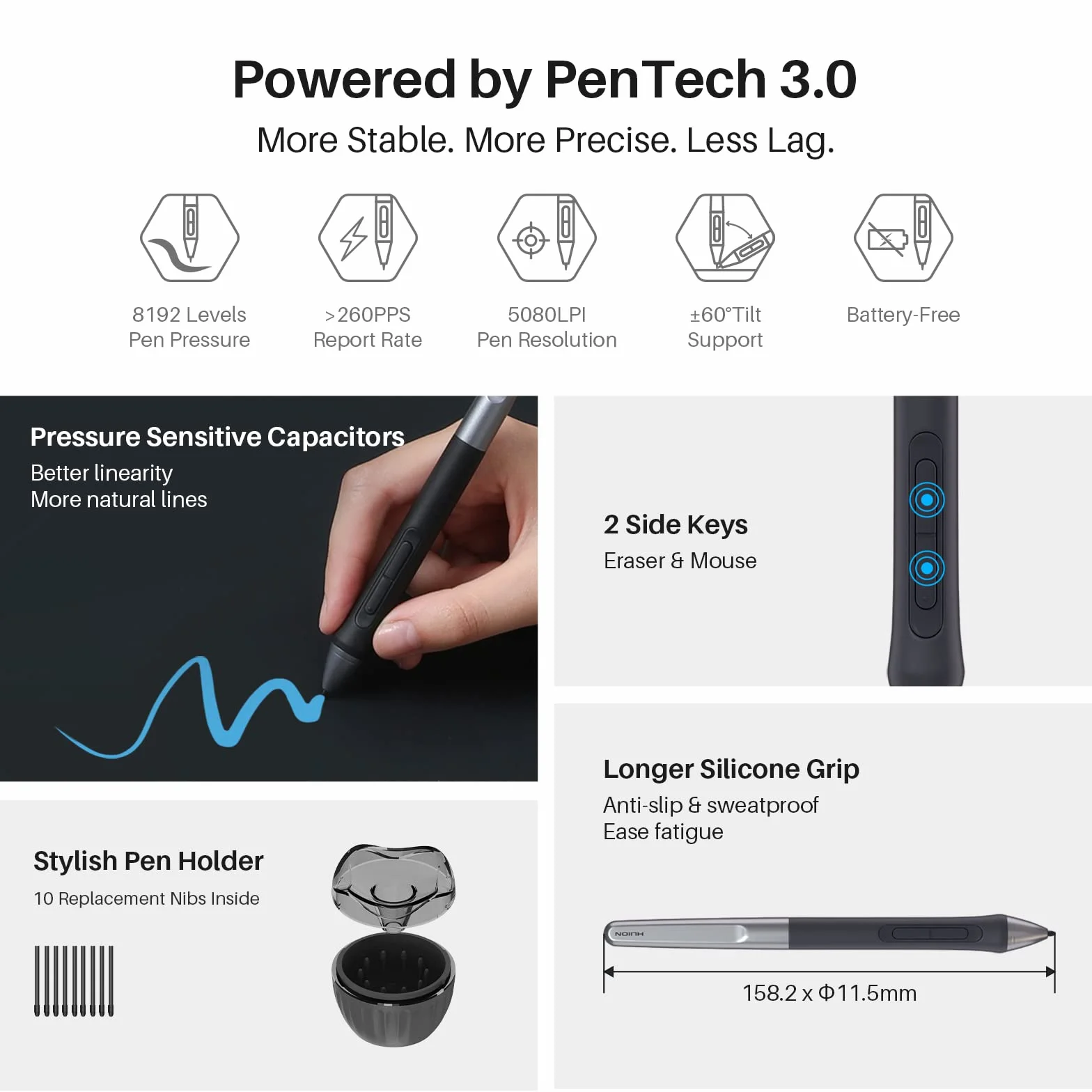HUION Nowy Inspiroy 2 L H1061P tablet graficzny z 3 klawiszami grupowymi + przewijaczem i bezbateryjowym piórem PW110, 26,67 x 16,66 cm tablet graficzny dla Mac, Windows, Chrome OS, Harmony OS, Linux