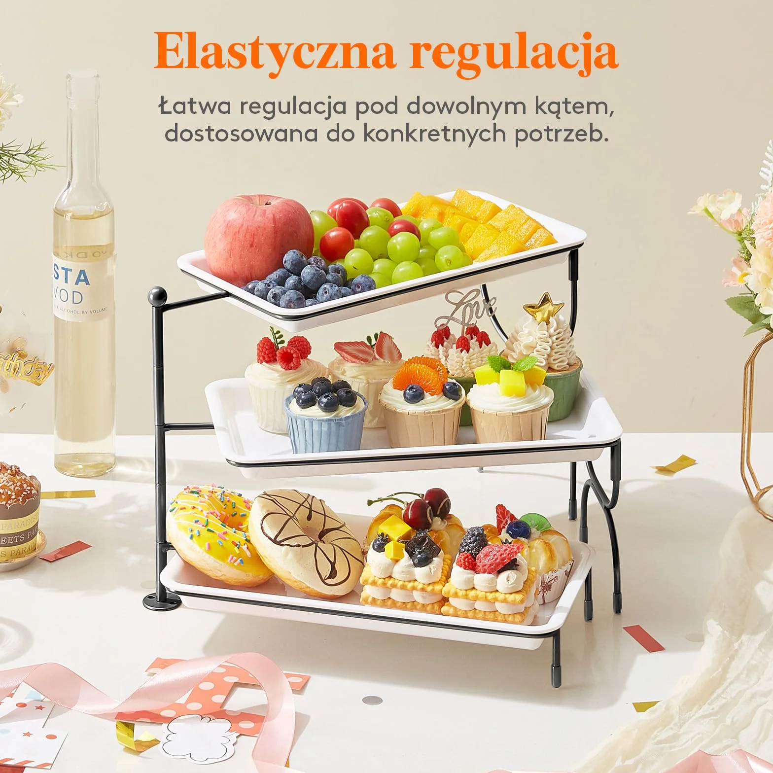 Lifewit 3-Poziomowa Taca do Serwowania 30×17cm Biały Półmisek do Żywności Wielokrotnego Użytku